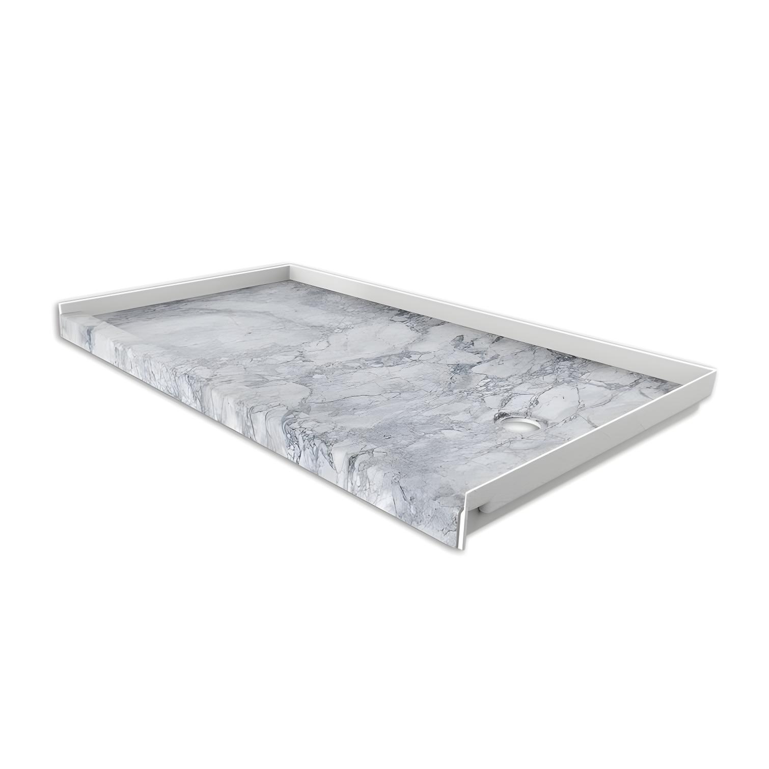 Everest Gray Marble 60" x 32" Rectangular Shower Base with Right Drain