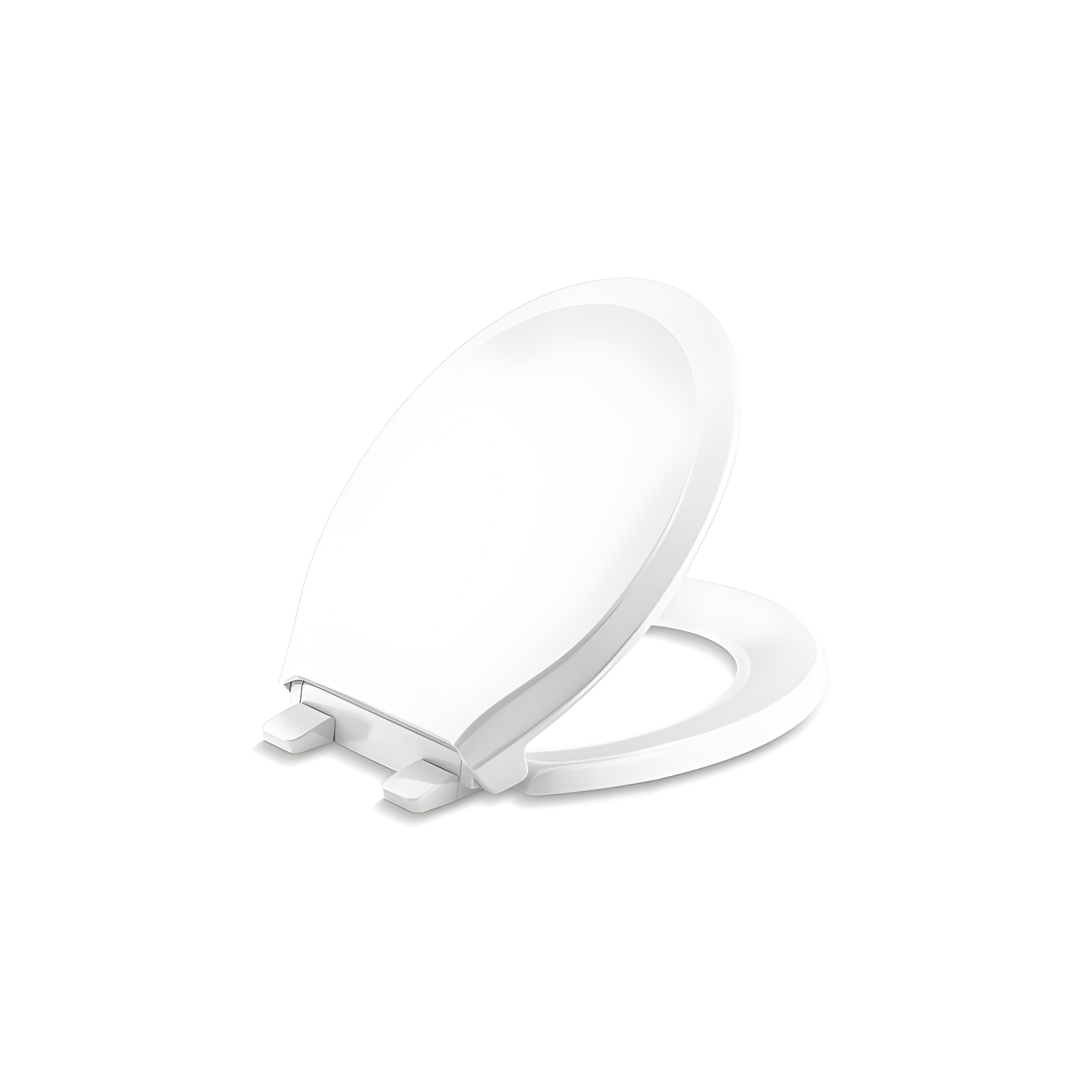 White Plastic Round Quiet-Close Toilet Seat with Grip-Tight Bumpers