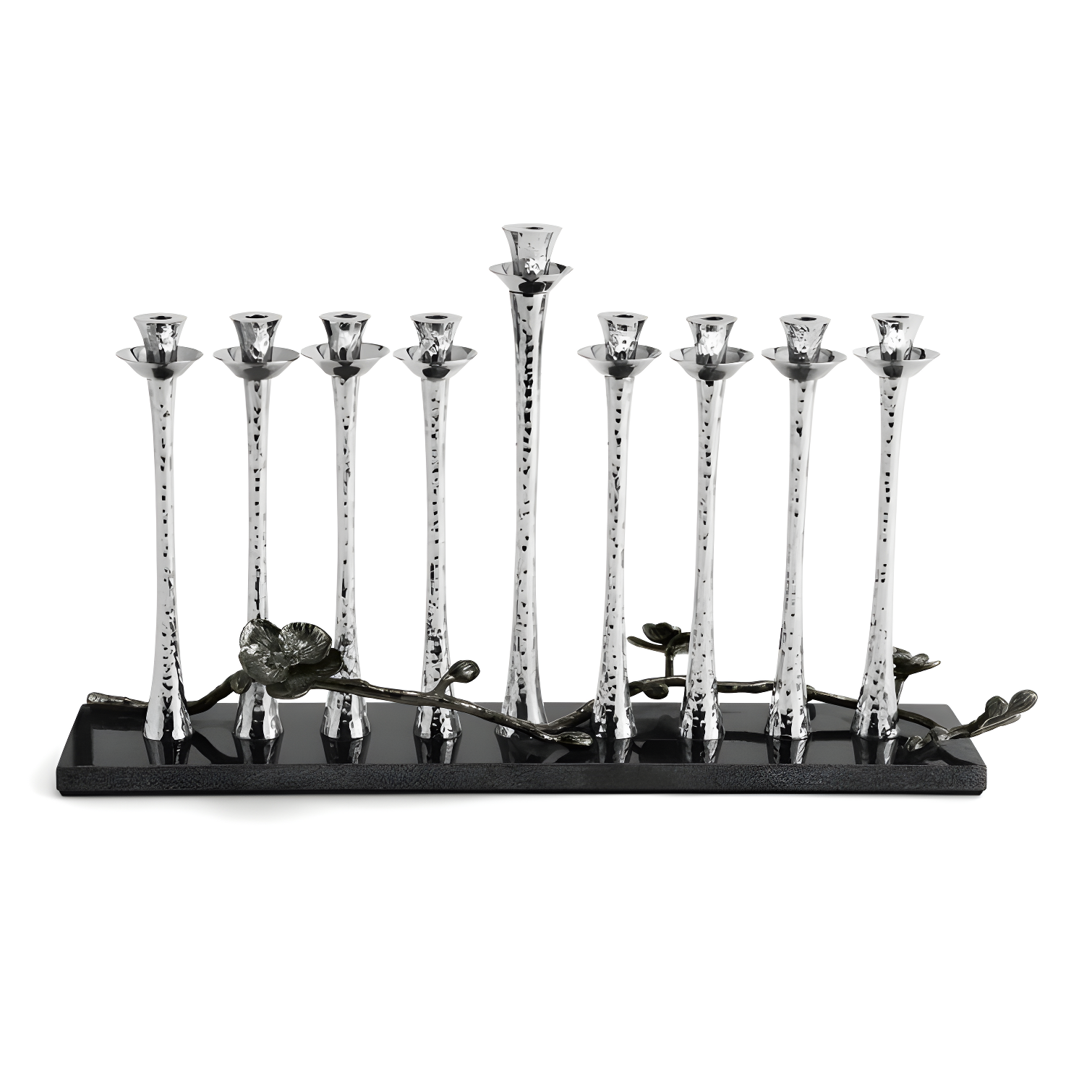 Black Nickelplate and Granite Orchid Menorah