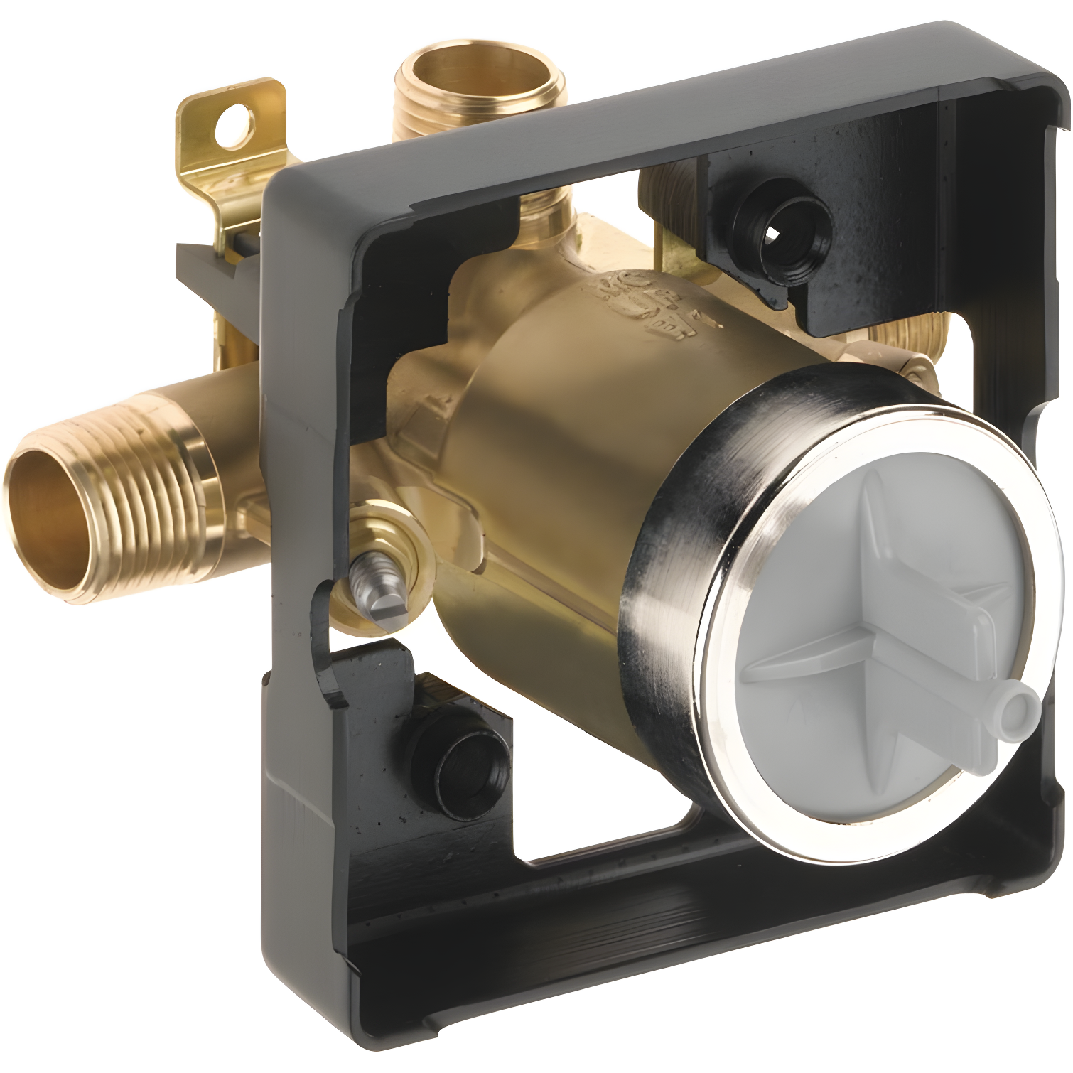 Universal Brass High-Flow Shower Rough-In Valve with Service Stops