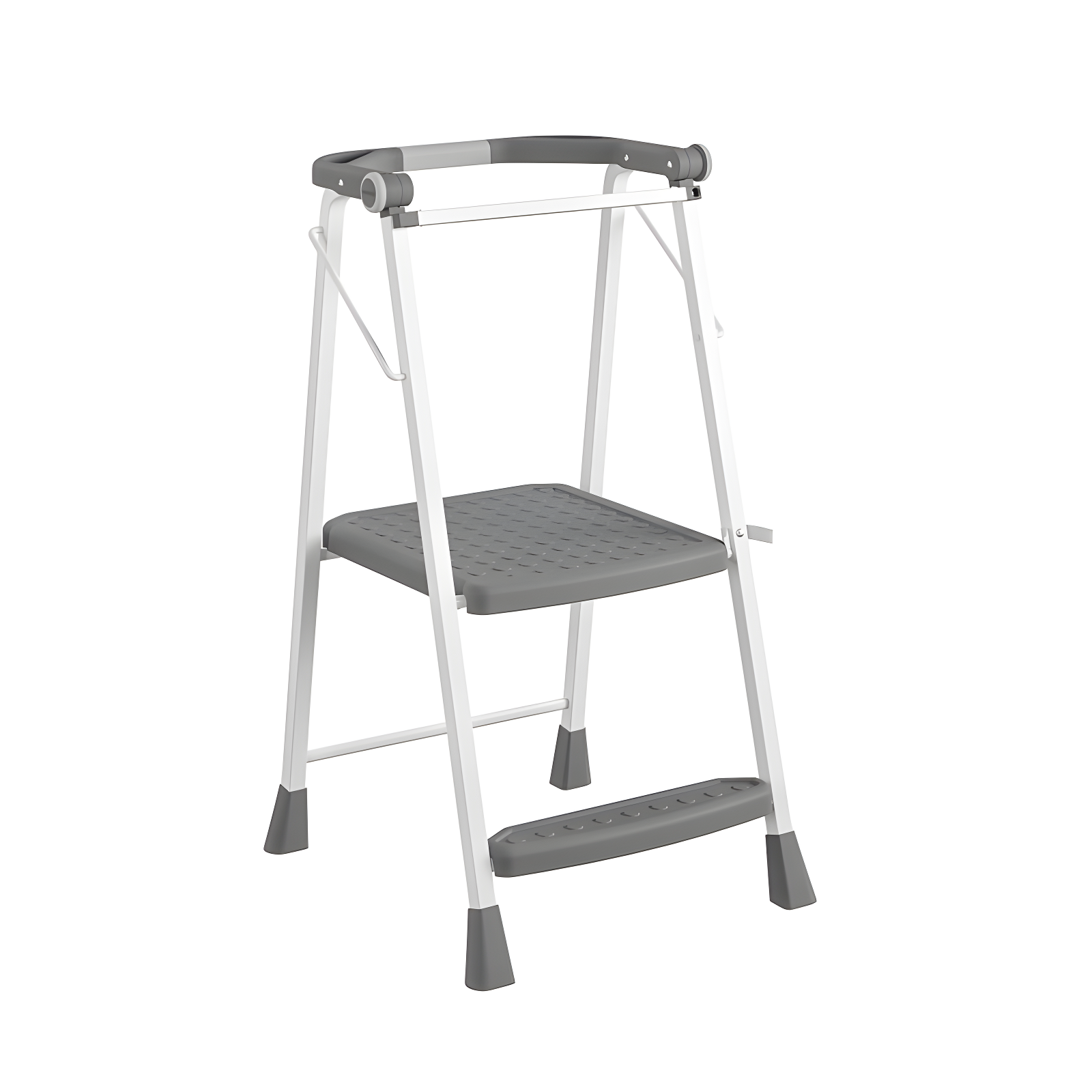 COSCO 2-Step White and Grey Foldable Steel Step Stool