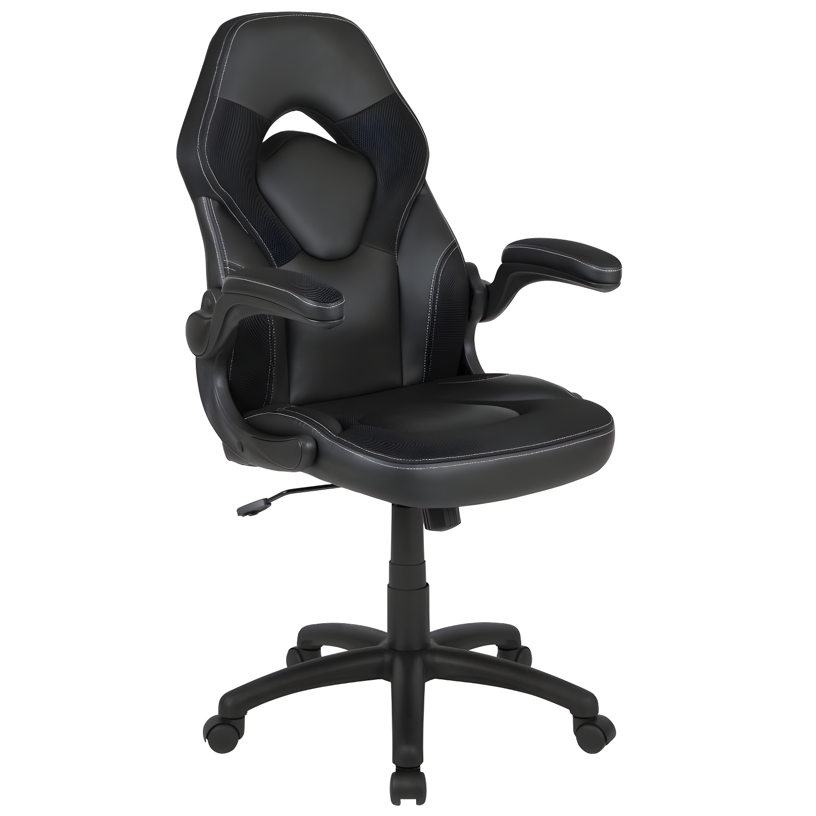 X10 Black Ergonomic High-Back Racing Gaming Chair with Flip-Up Arms