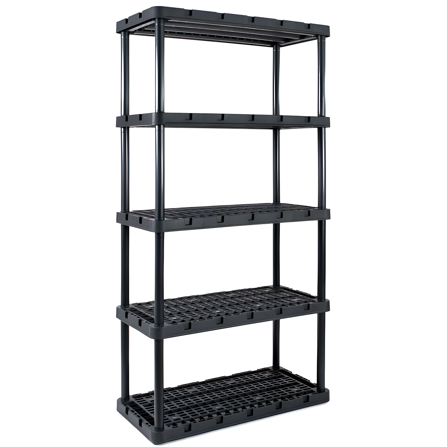 Gracious Living 72" Black 5-Tier Ventilated Plastic Shelving Unit