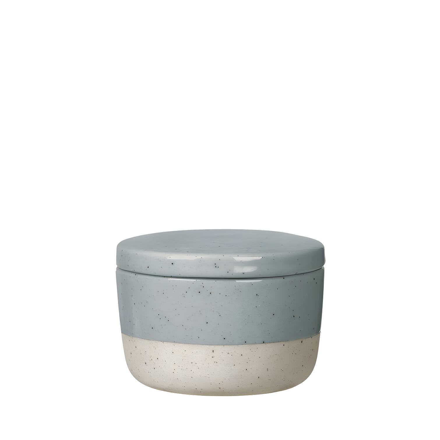 Sablo Blue and Beige Ceramic Stoneware Sugar Bowl with Lid