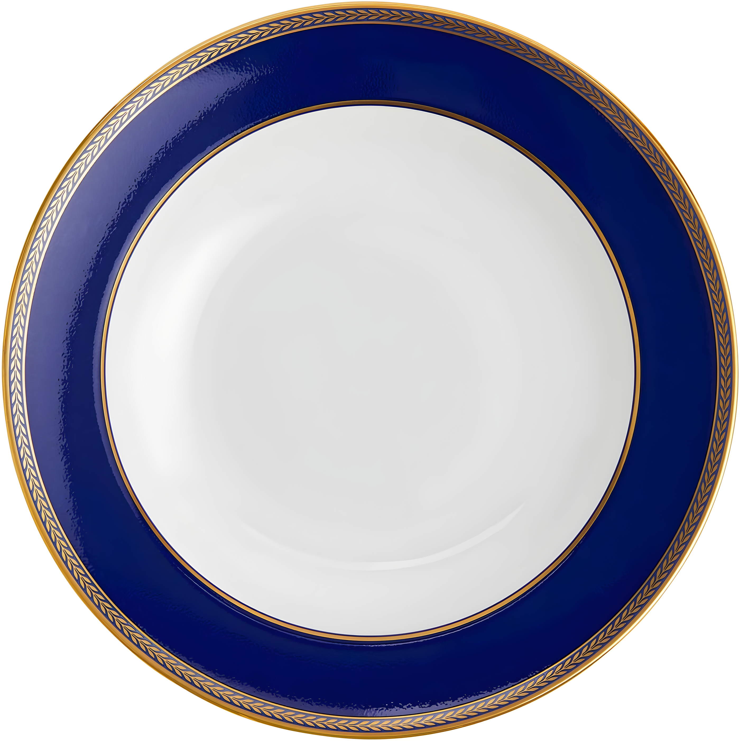 Navy and Gold Rim Porcelain Soup Bowl, 9-inch