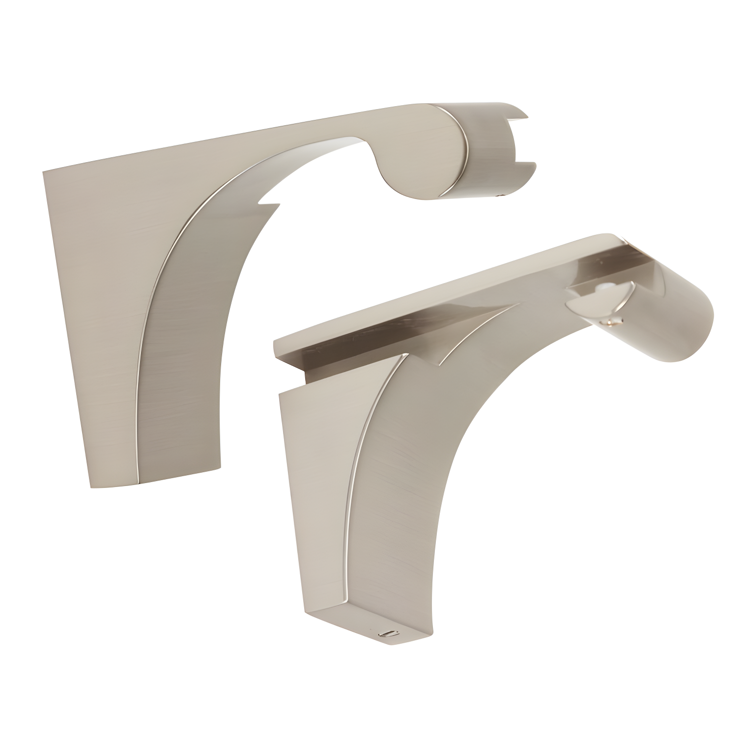 Luna Elegant Satin Nickel Shelf Brackets with Brass Base, Set of 2