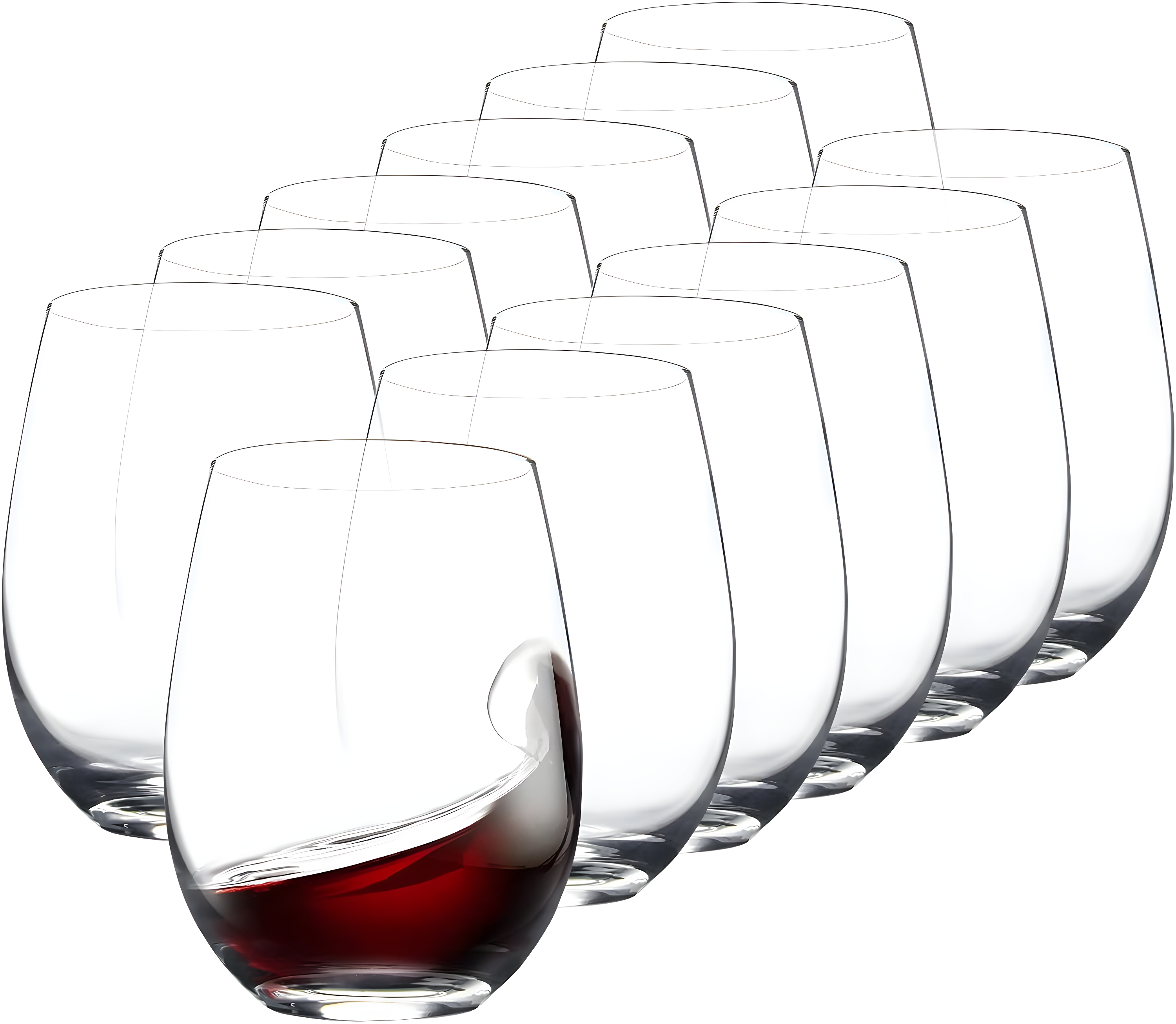 Set of 12 Clear 15 Ounce Stemless Wine Glasses