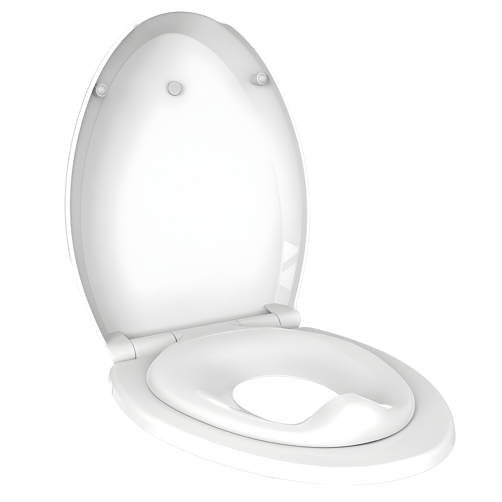 White Elongated Toilet Seat with Built-In Potty Training Seat