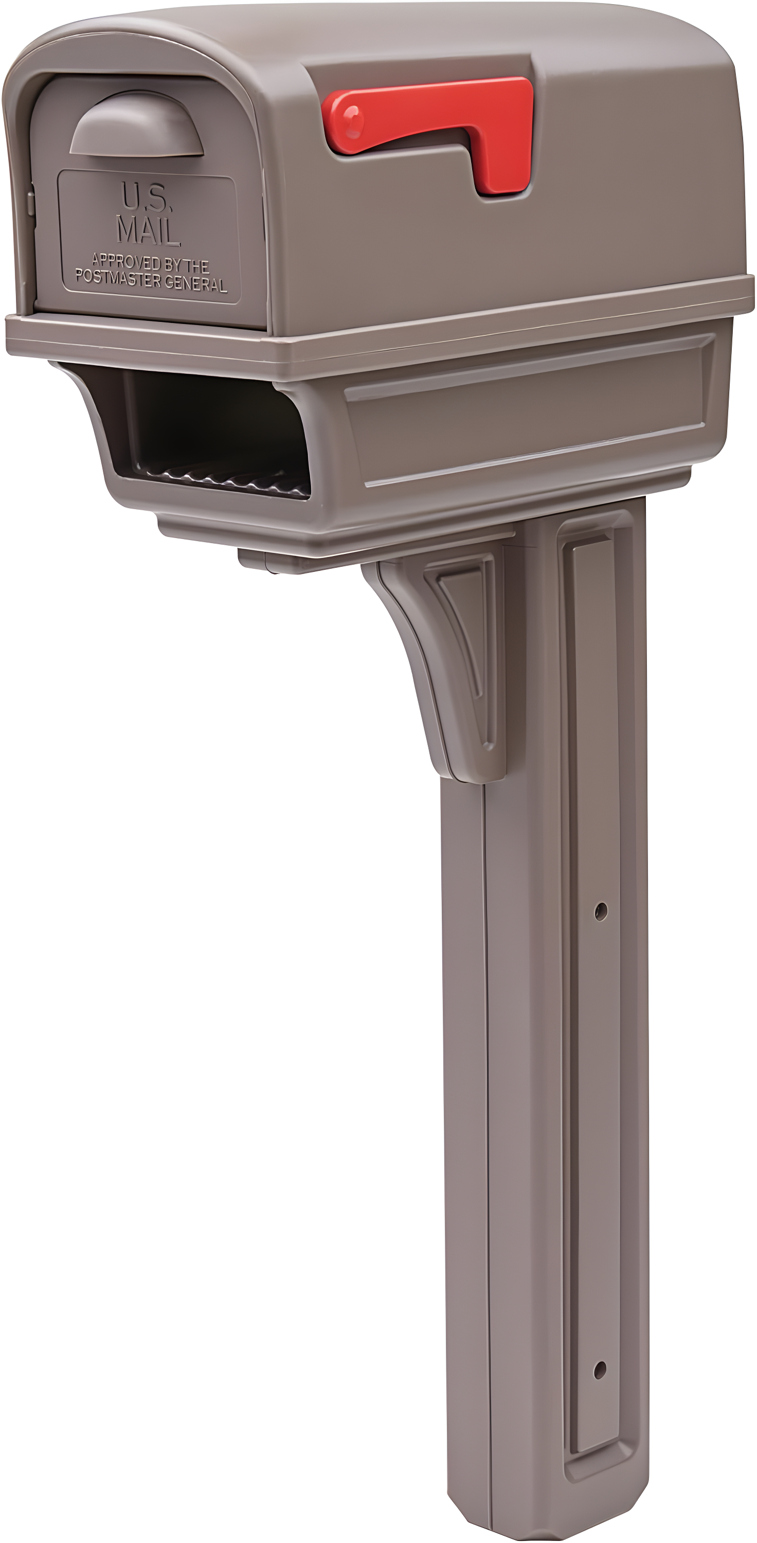 Mocha Medium Plastic Post Mount Mailbox with Bronze Hardware