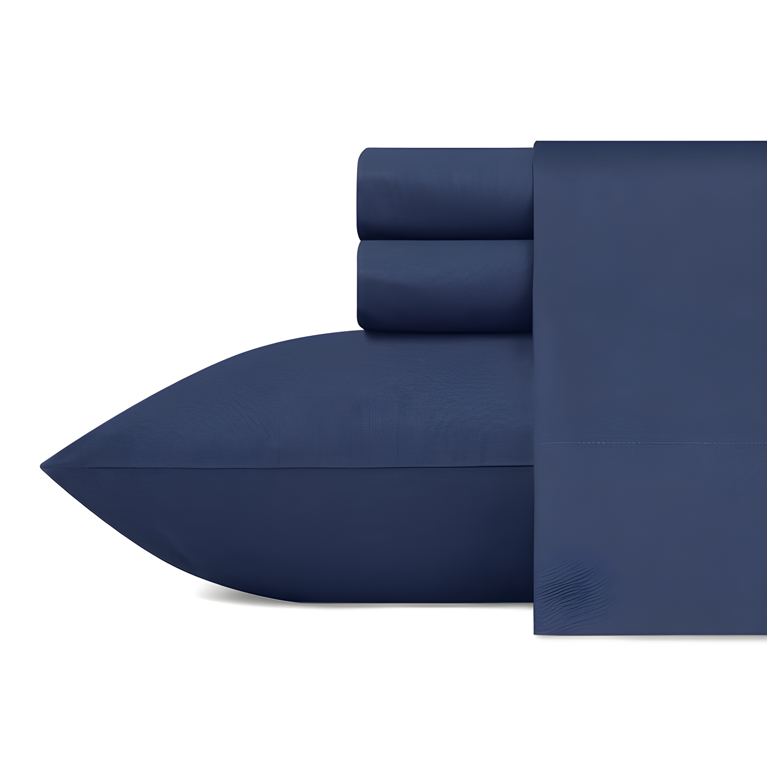 Twin Navy Blue Cotton Percale Sheet Set