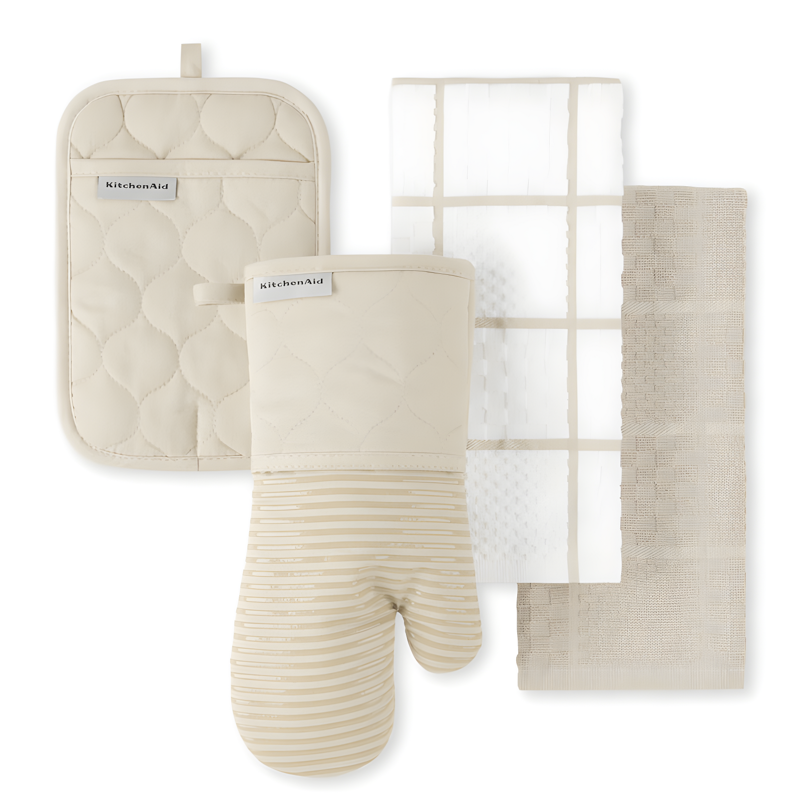 Milkshake Quilted Cotton Kitchen Towel, Oven Mitt, and Potholder Set