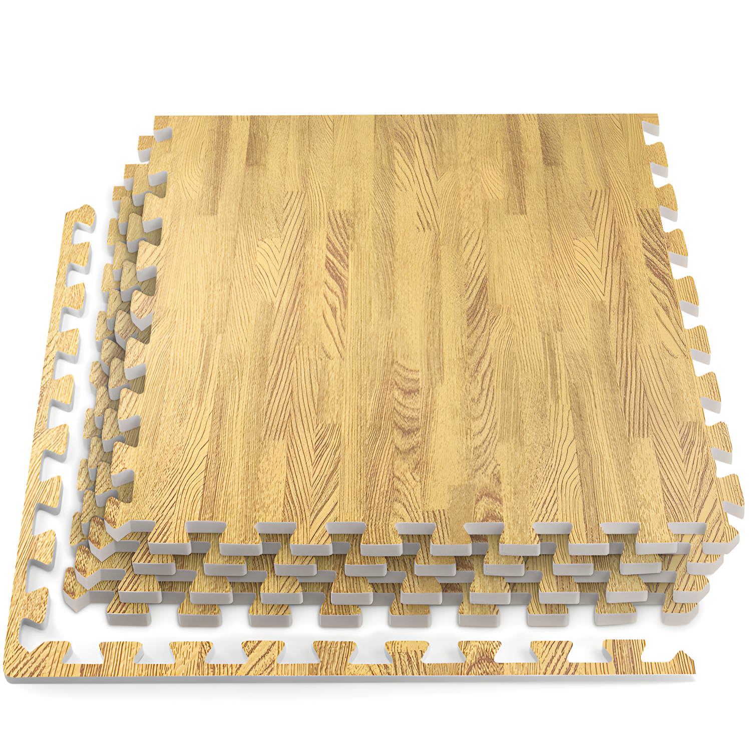 Medium Oak Interlocking Foam Floor Tiles, 24x24 Inch, 4 Pieces