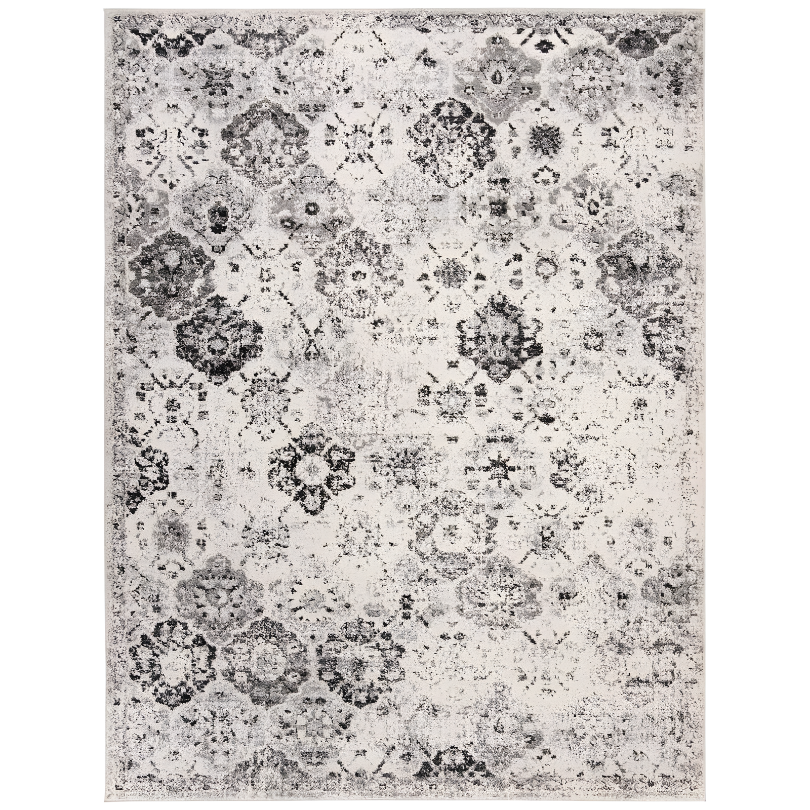 Gray and Silver 8' x 10' Reversible Cotton Synthetic Area Rug