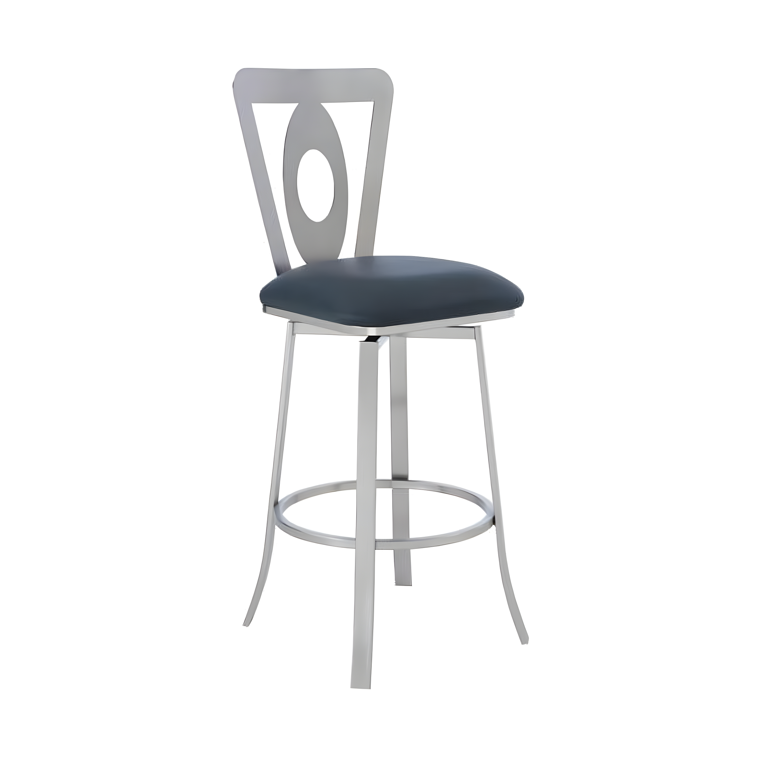 Lola 30" Gray Faux Leather & Brushed Stainless Steel Swivel Bar Stool