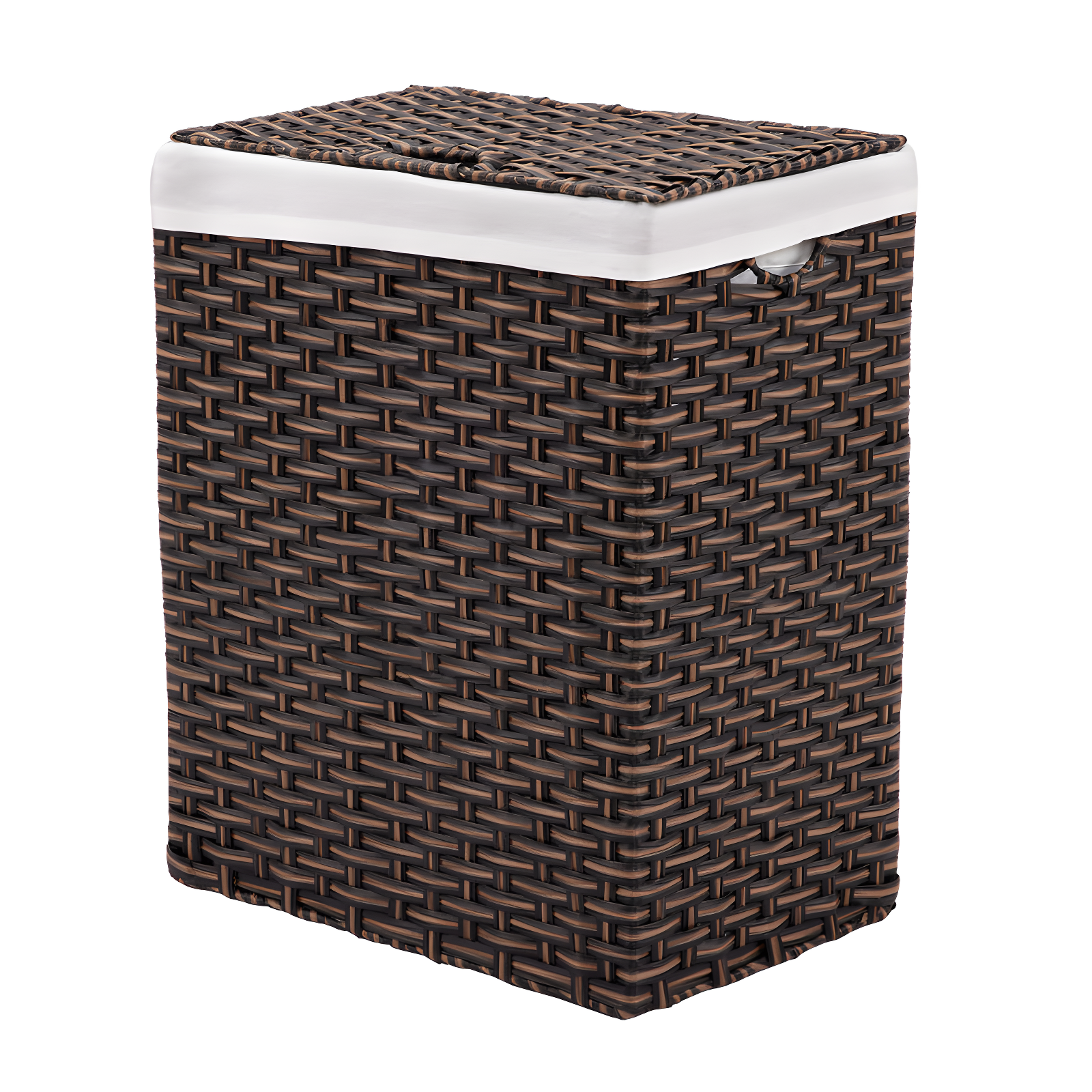 Mocha Brown Handwoven Wicker Collapsible Laundry Hamper with Lid