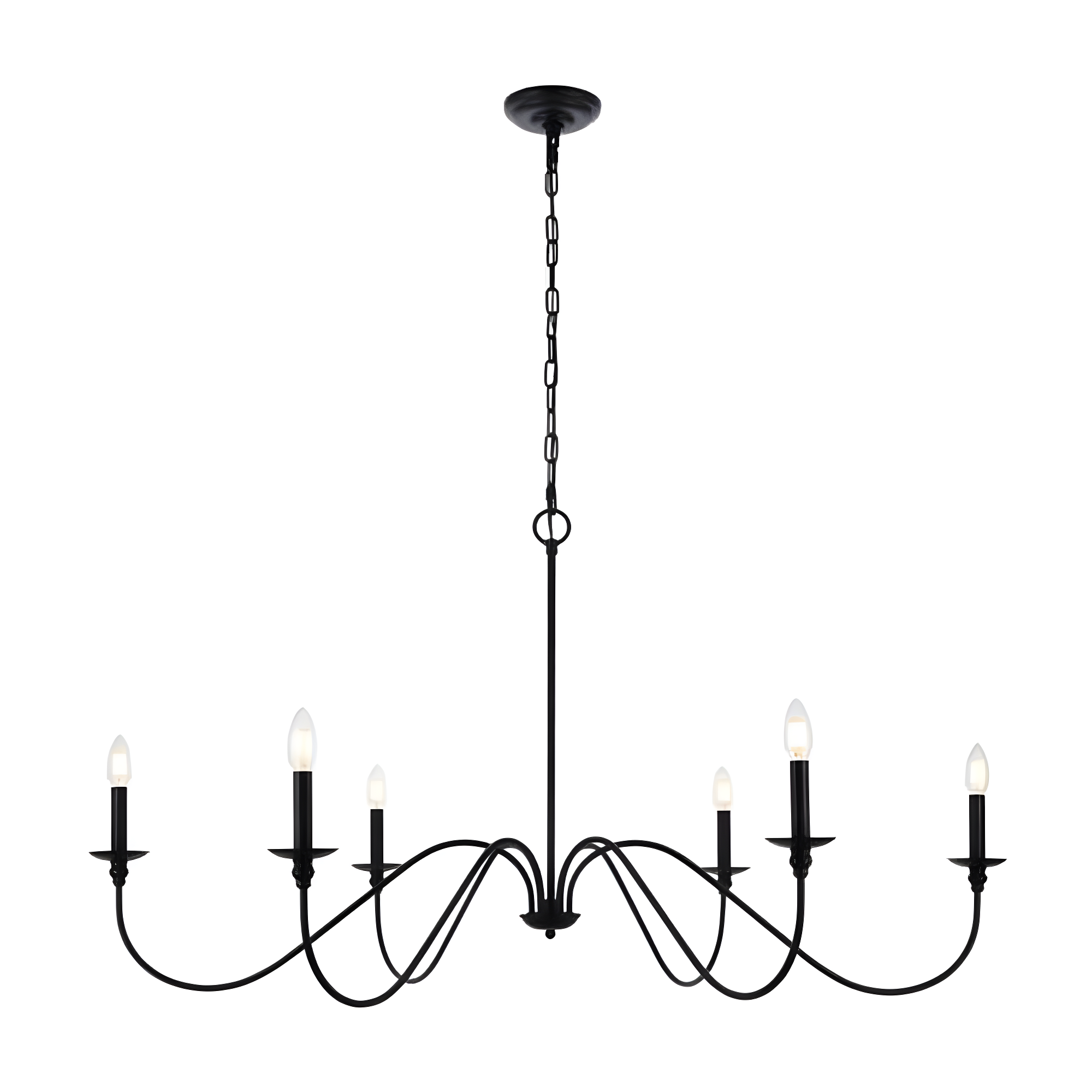 Rohan Matte Black 48" Iron Adjustable Chandelier