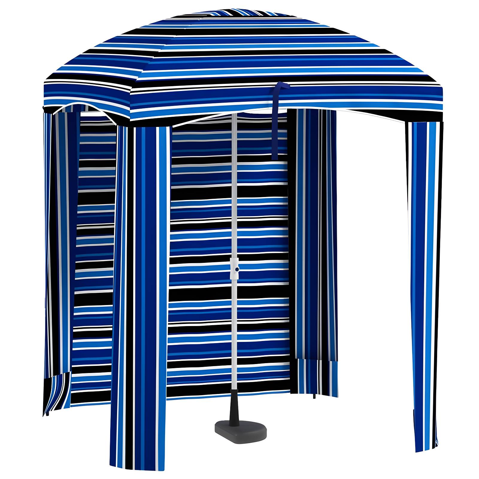 5.9 ft Blue Stripe Portable Beach Cabana Umbrella with Walls