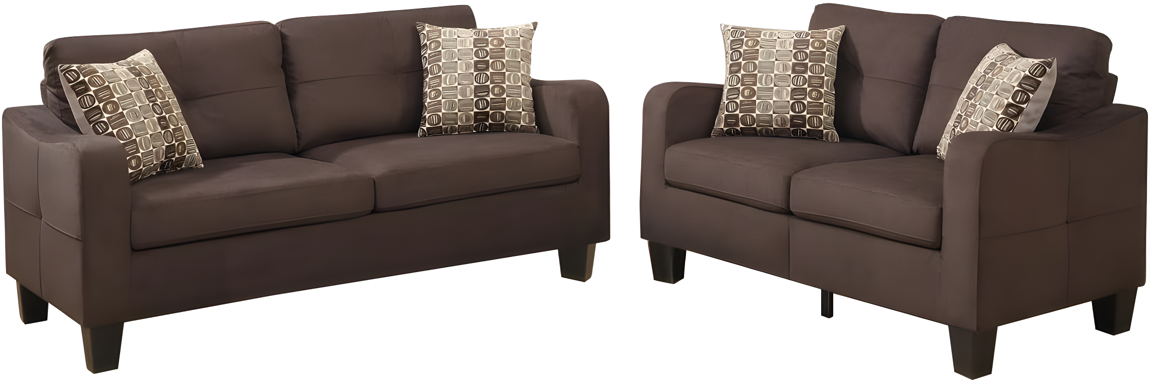 Chocolate Brown Poly Fiber 2-Piece Sectional Sofa Set