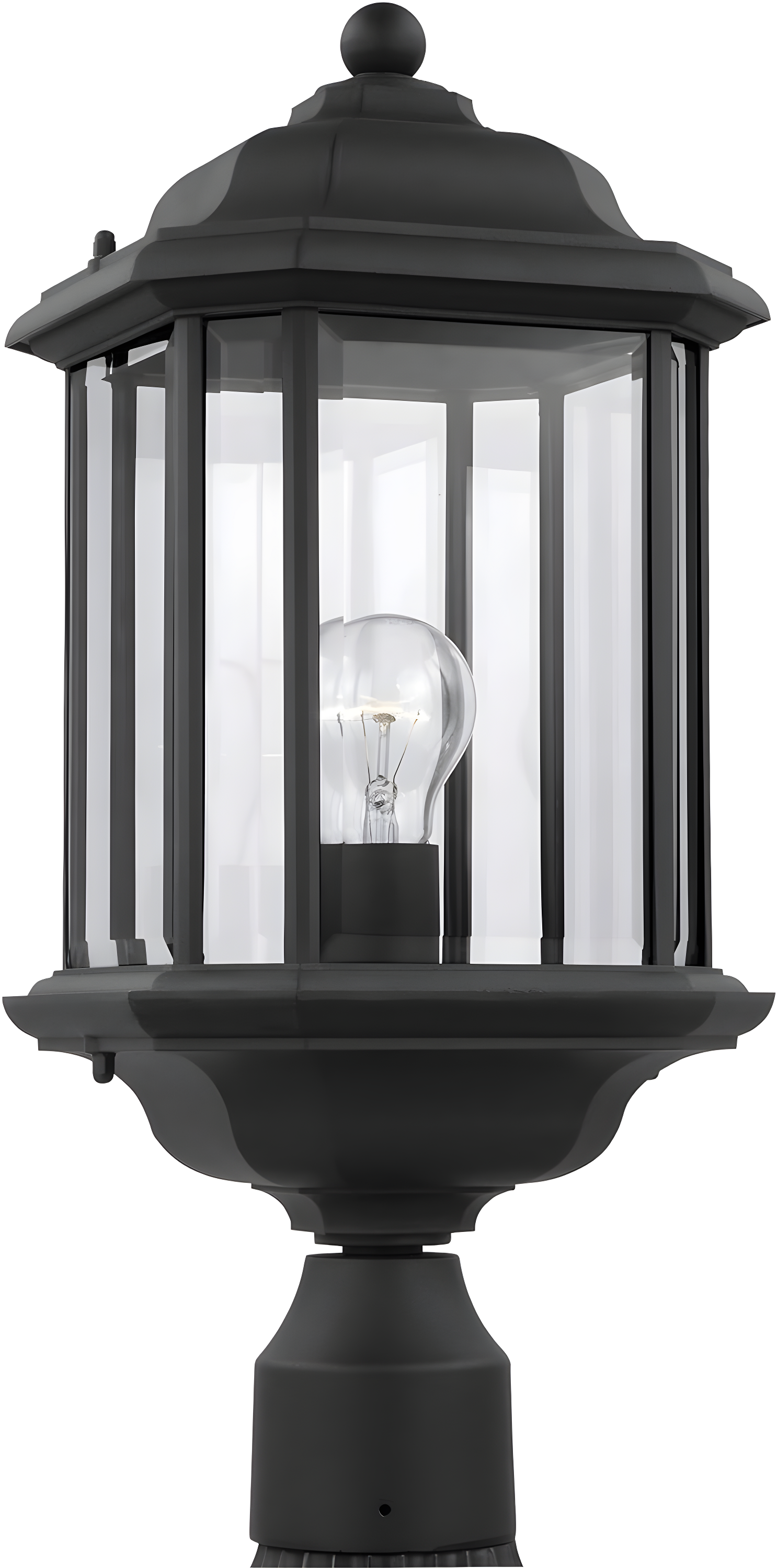 Black Outdoor Post Lantern with Clear Beveled Glass