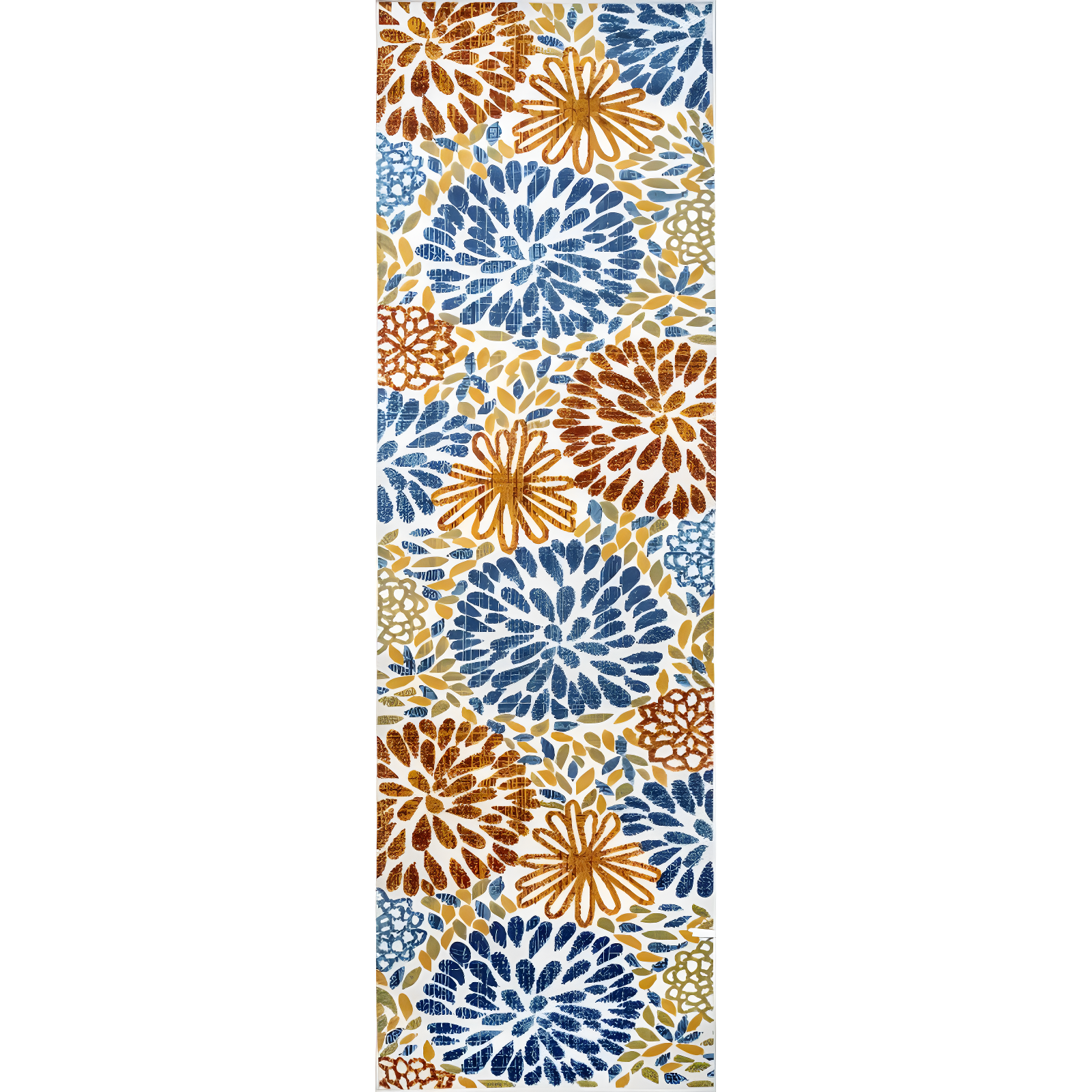 Blue Floral Synthetic Easy Care Indoor/Outdoor Area Rug