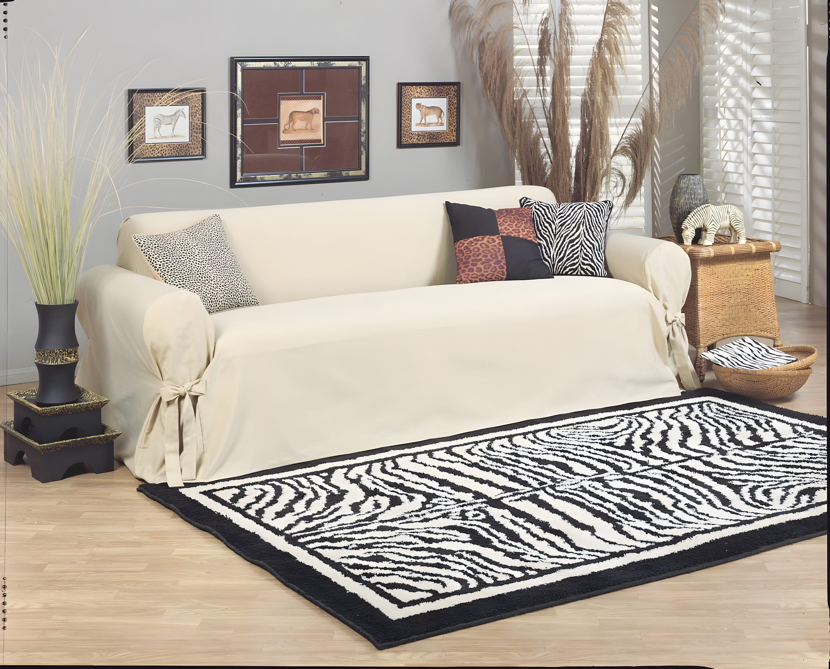 Natural Cotton Duck Casual-Fit Loveseat Slipcover