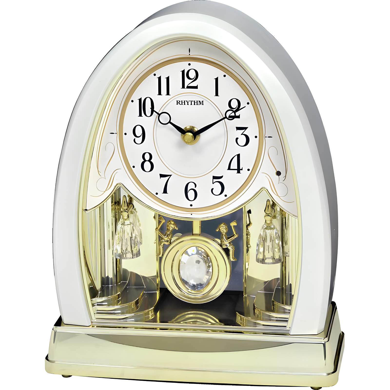 Joyful Crystal Pearl White and Gold Tabletop Clock