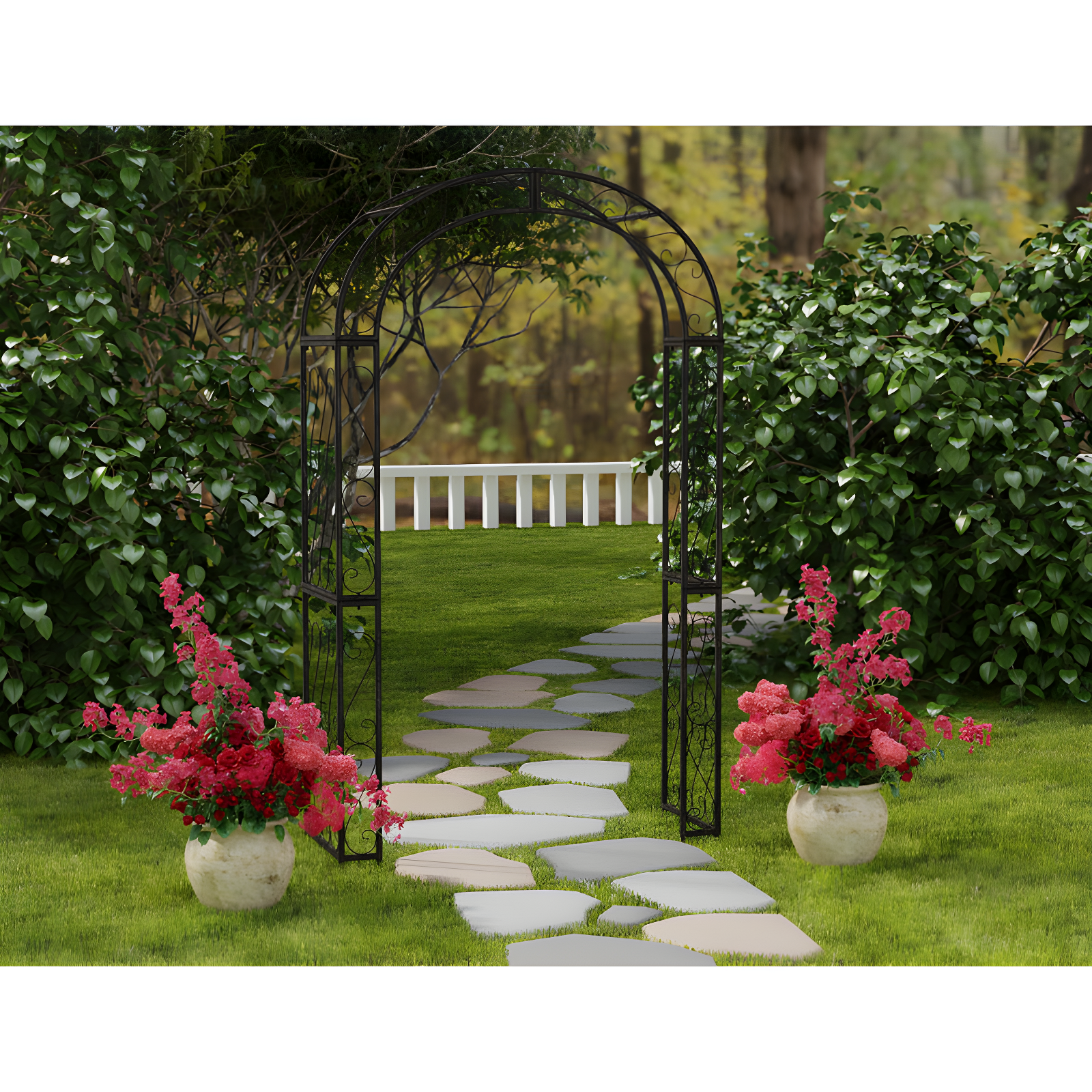 Antique Blue Iron Garden Trellis Arch Arbor