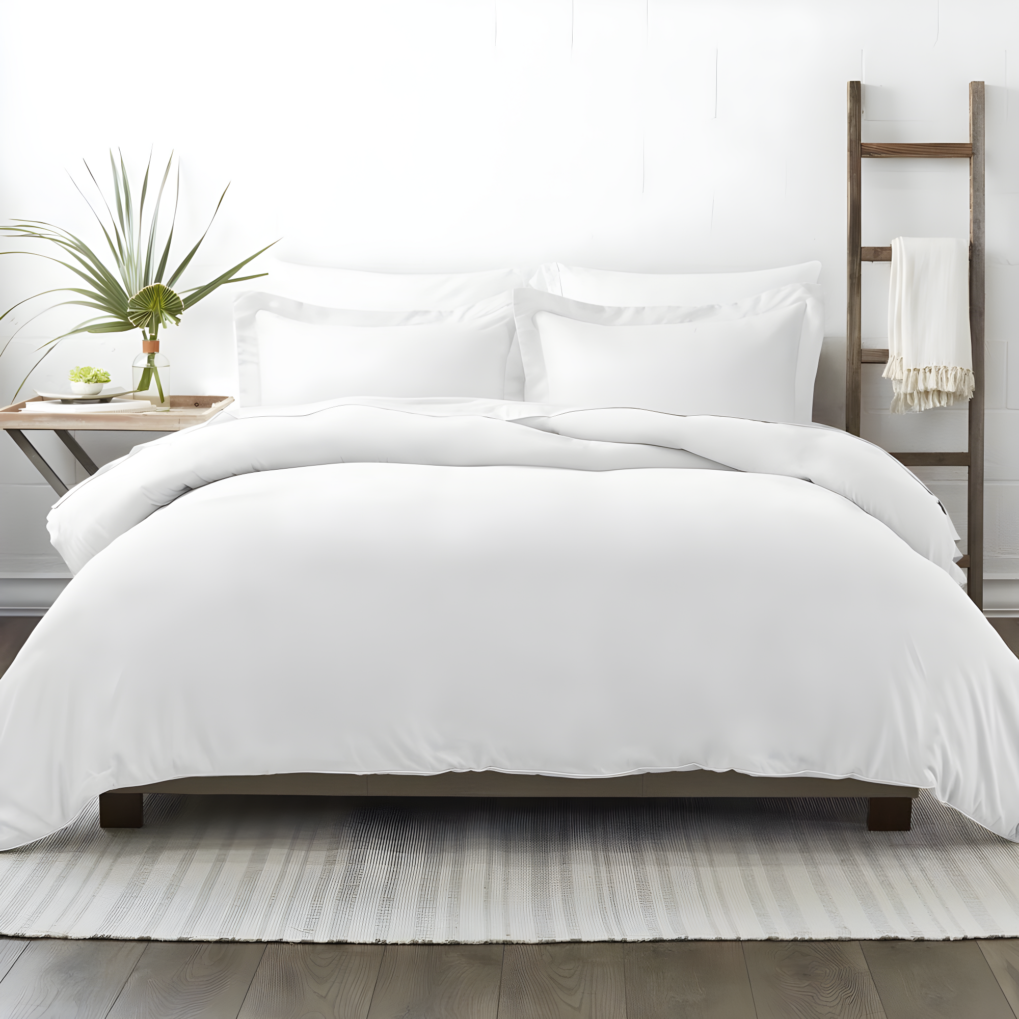 White Microfiber Twin 3-Piece Duvet Cover Set