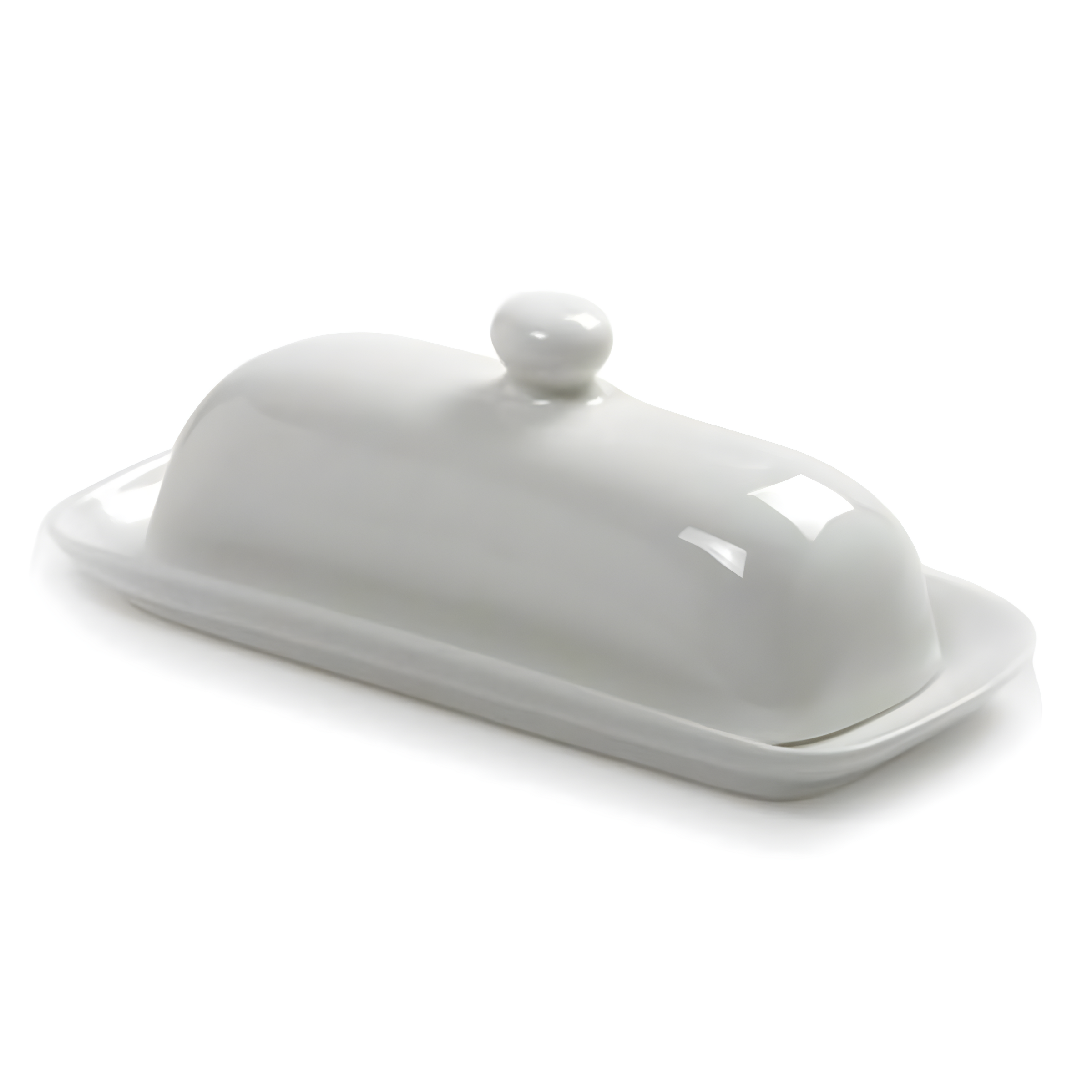 White Porcelain Butter Dish with Lid and Knob