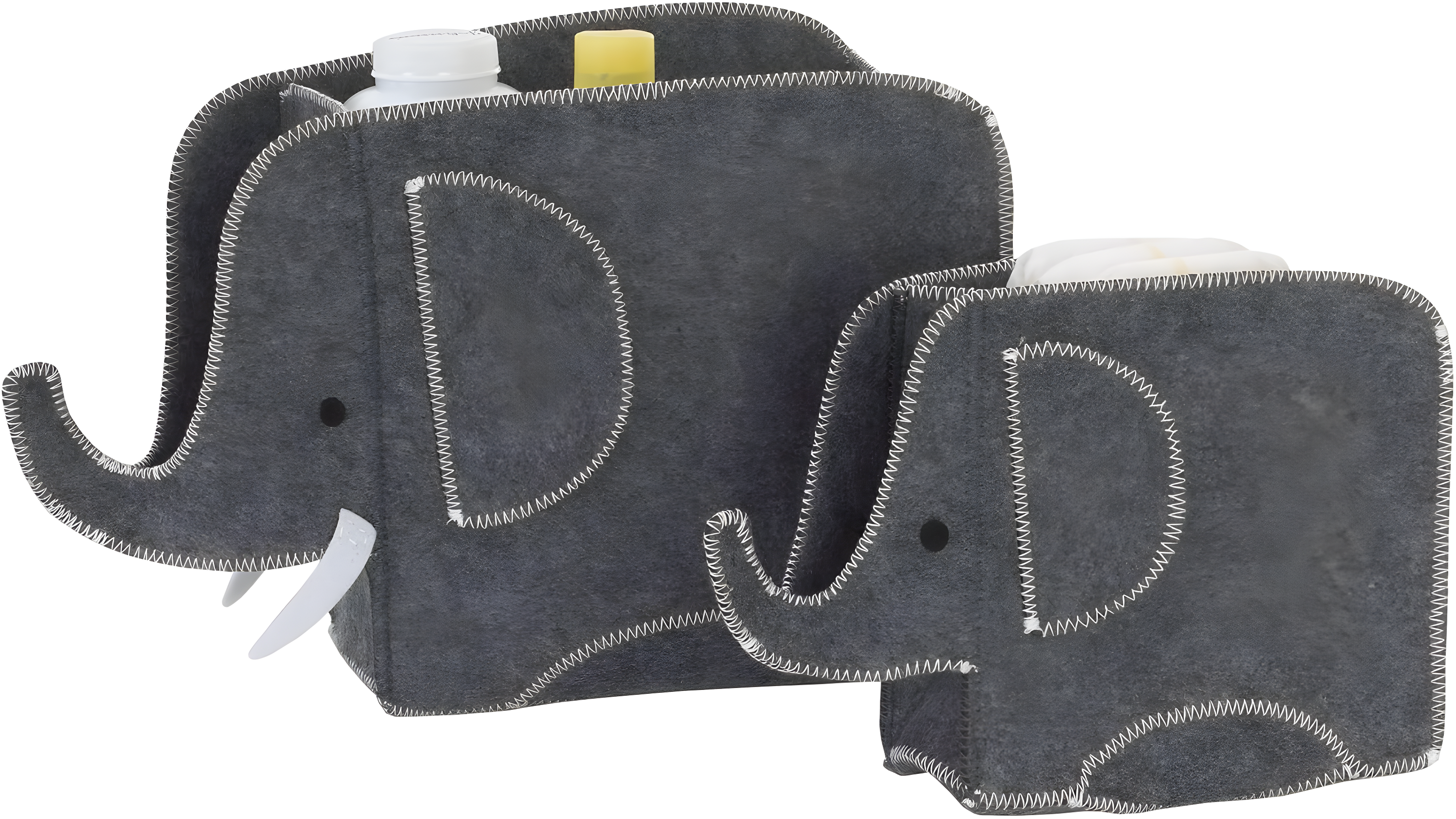 Gray Felt Elephant Shaped Nursery Storage Caddy Set