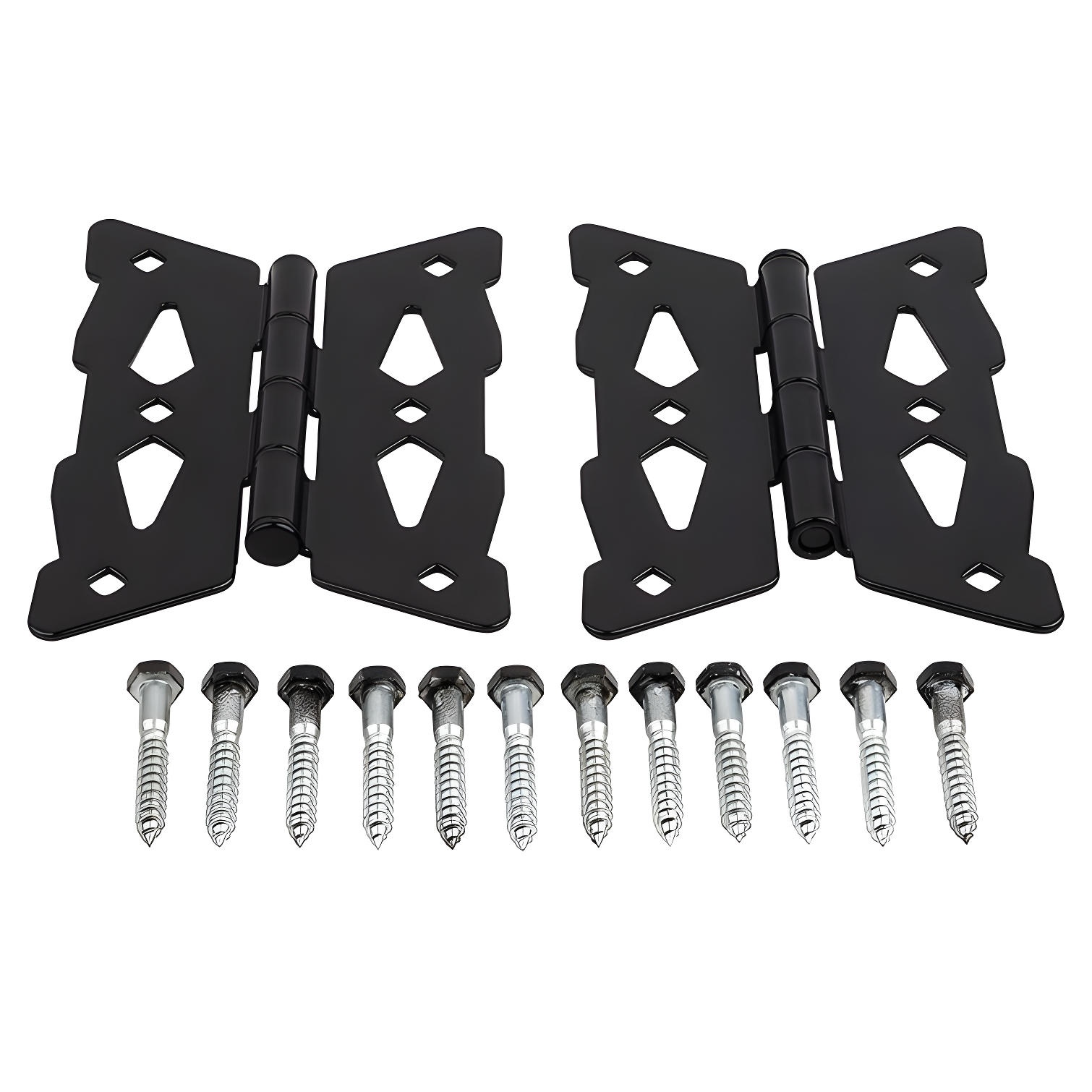 Black Steel Butterfly Gate Hinges with Screws