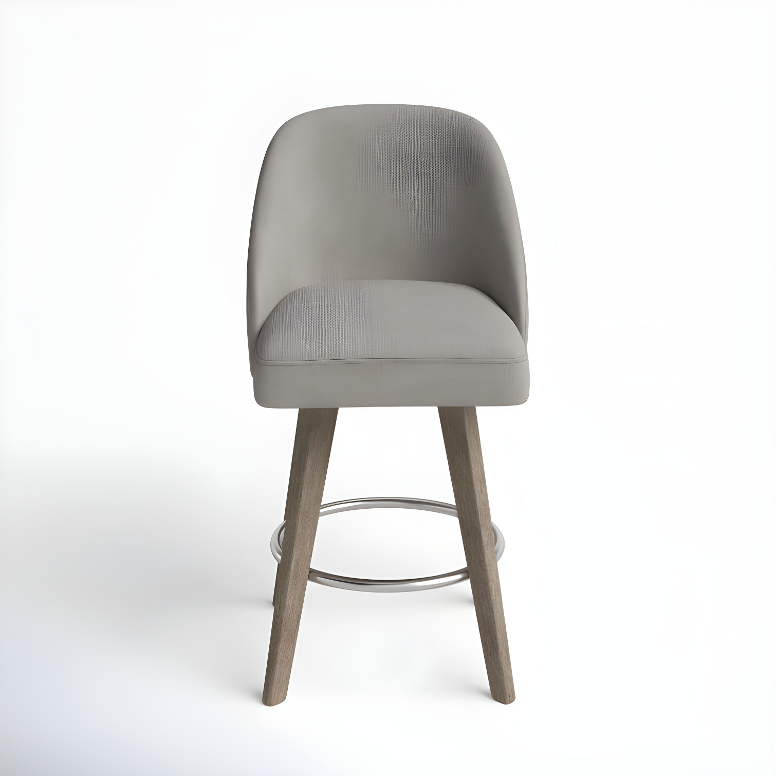 Elegant Reclaimed Grey Swivel Counter Stool with Metal Ring Footrest