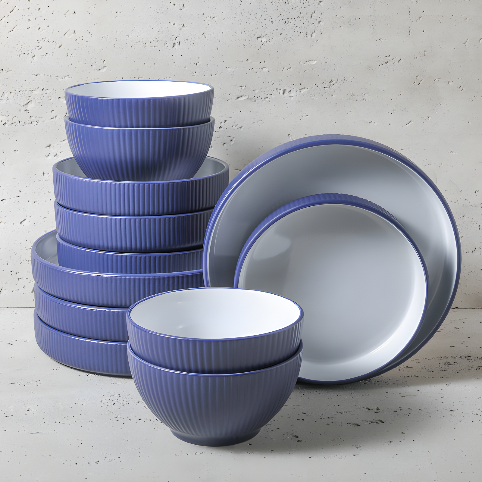 Christian Siriano Dark Blue Ceramic 12-Piece Dinnerware Set