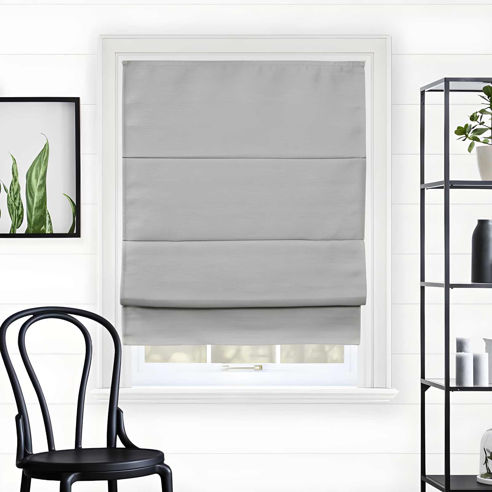 Pearl Gray Blackout Cordless Roman Window Shade 27"x64"