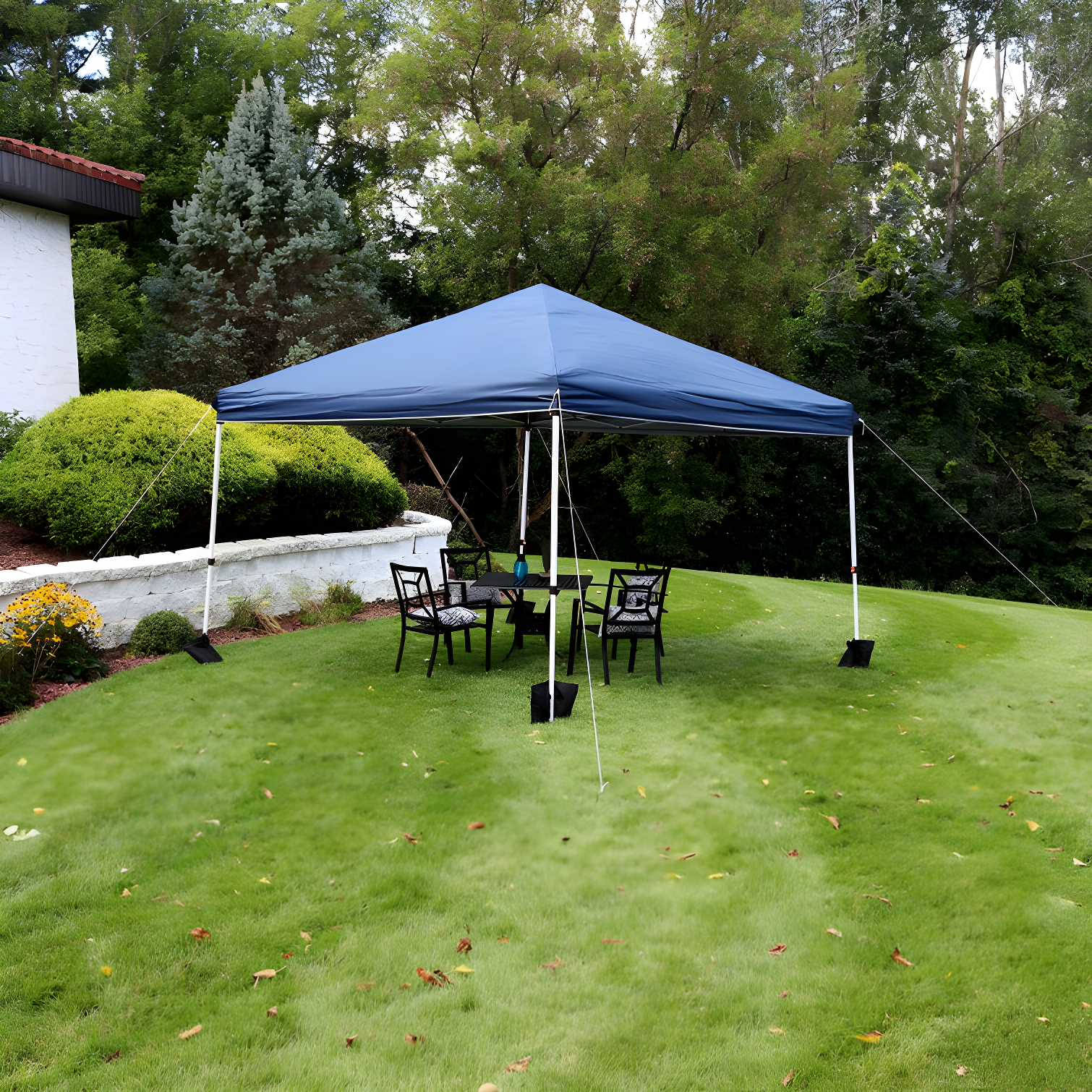 12' x 12' Blue Steel Pop-Up Canopy with Carry Bag