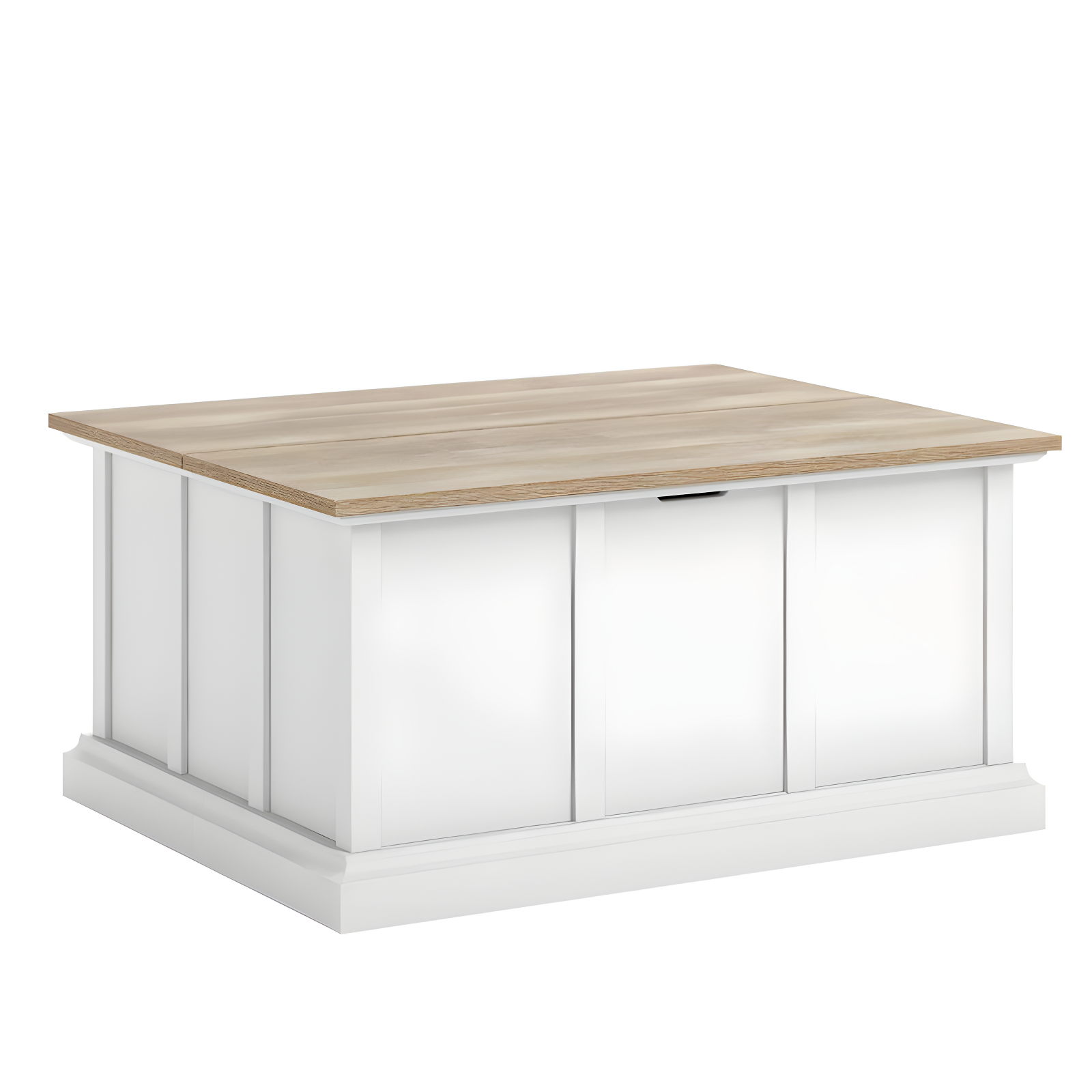 White and Oak Lift-Top Storage Coffee Table with Metal Accents