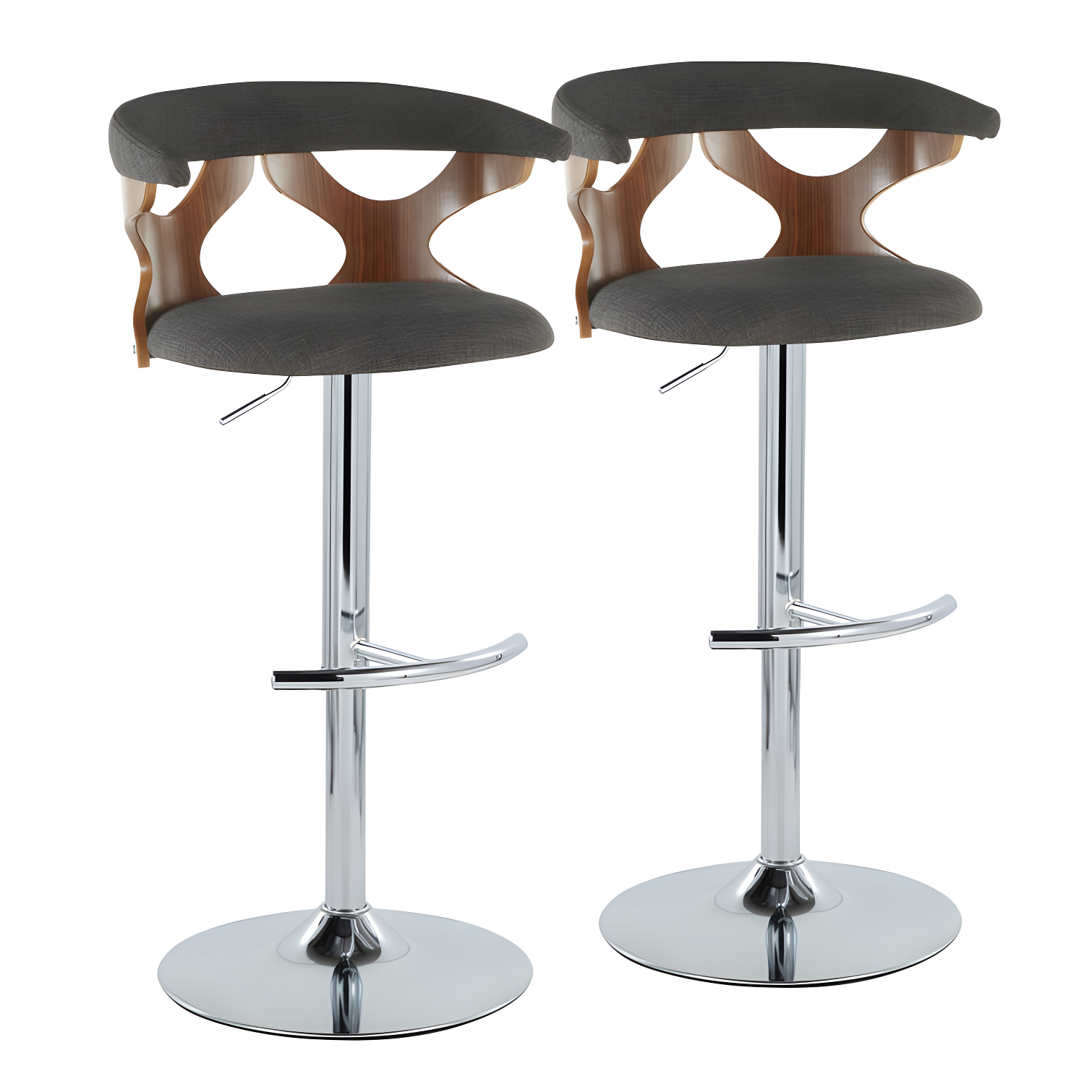 Gardenia Dark Gray Adjustable Swivel Barstool Set with Wood and Metal