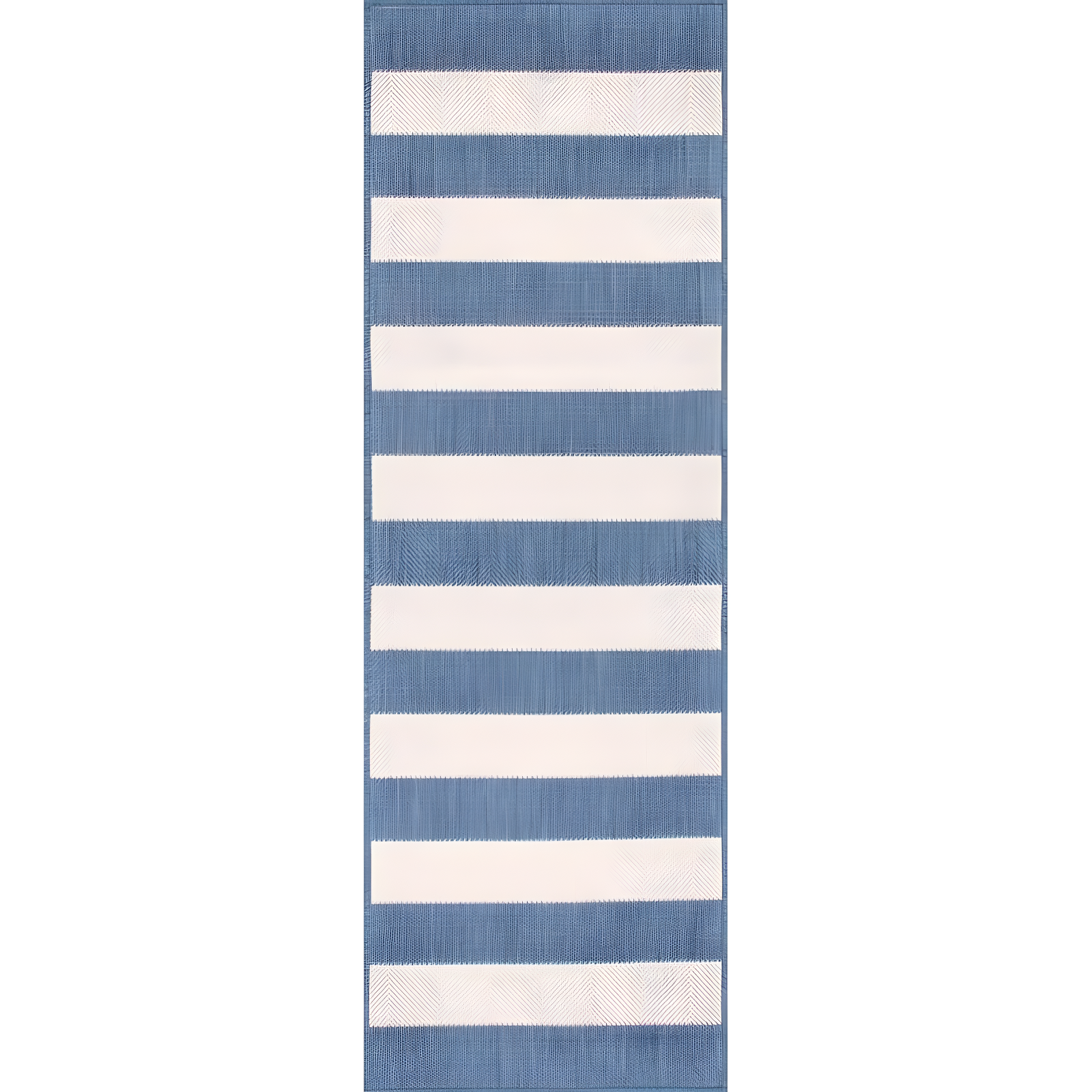 Alexis Blue and White Striped Outdoor Polypropylene Rug 2' x 8'