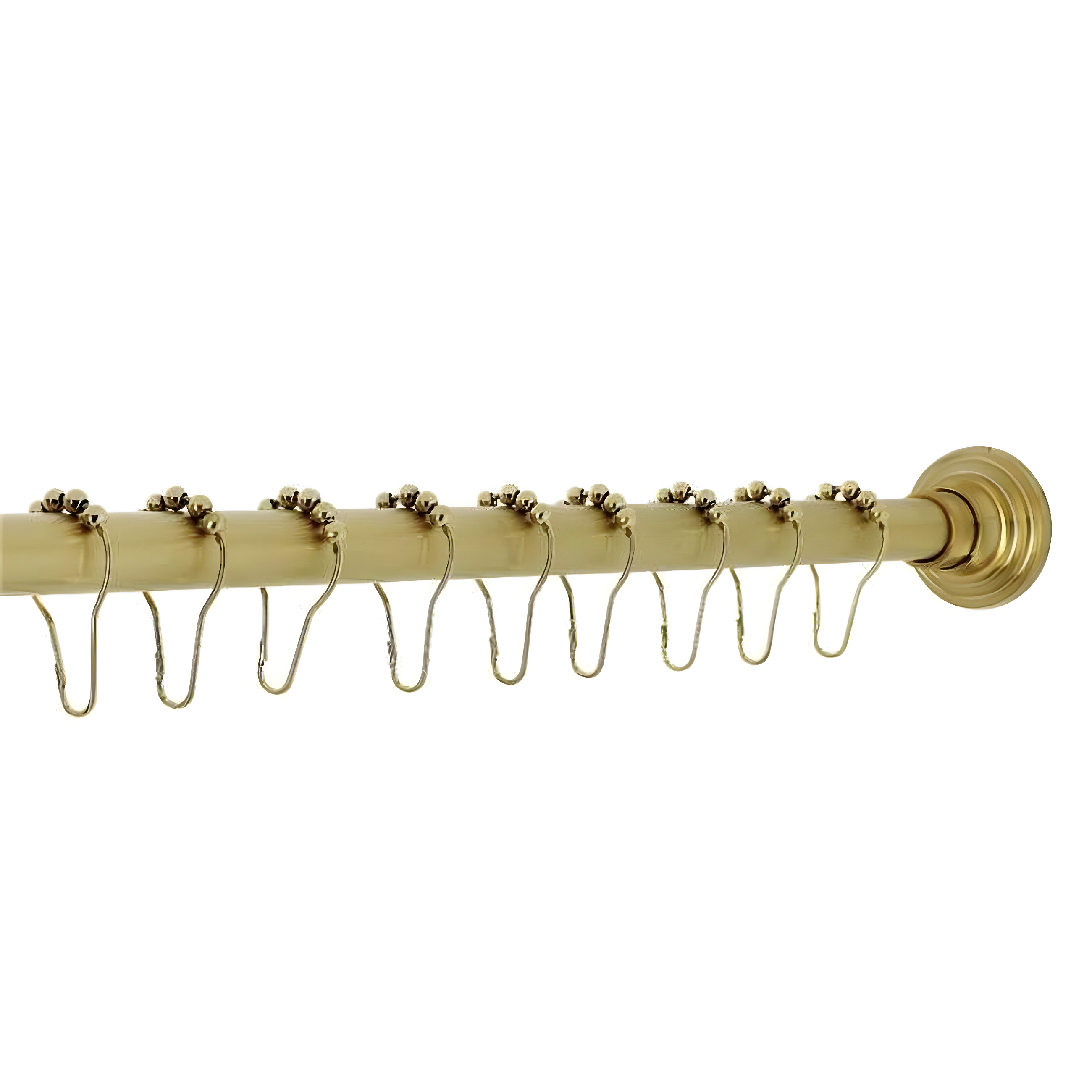 Brushed Brass Adjustable Tension Shower Curtain Rod with Rings