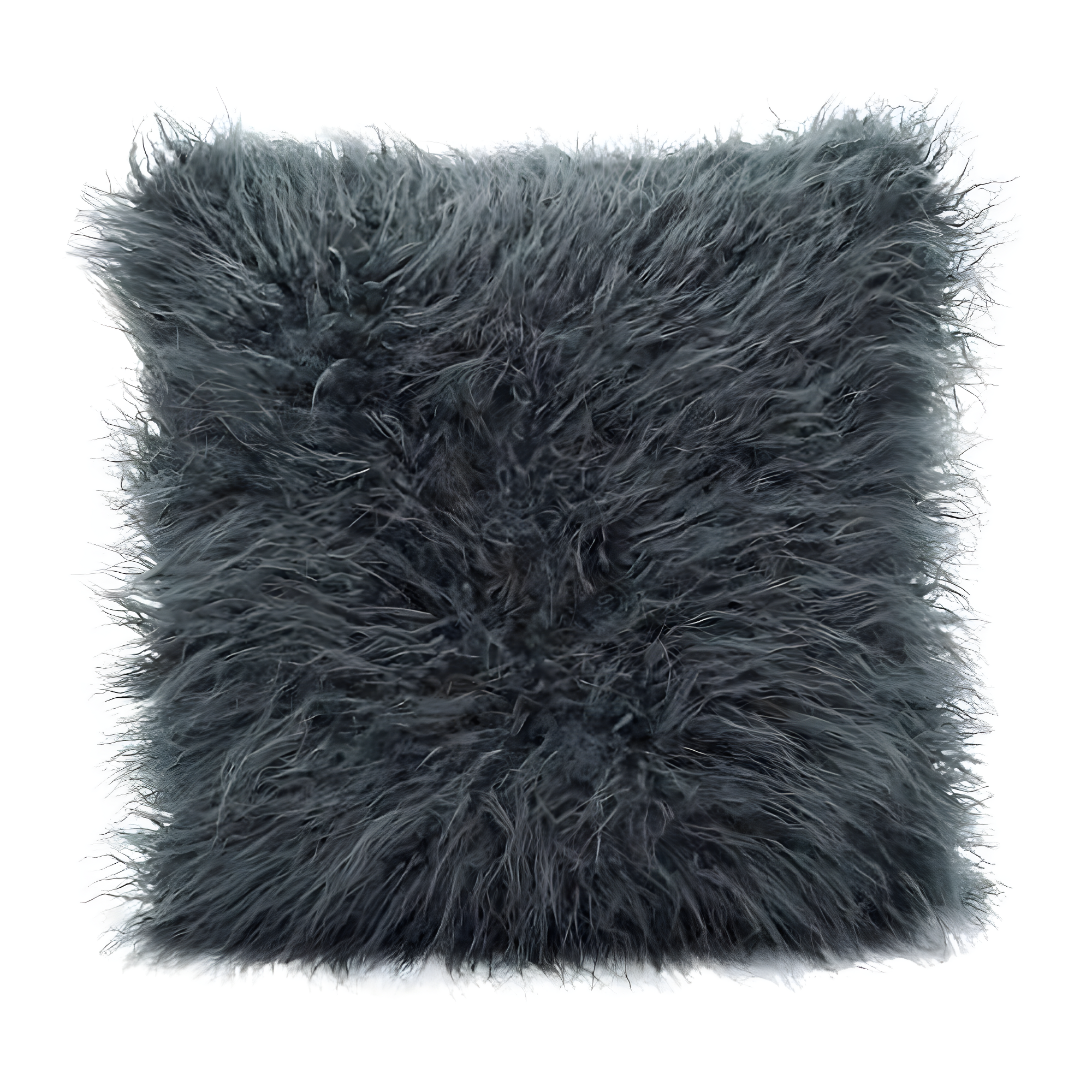 Slate Gray 22" Mongolian Faux Fur Decorative Throw Pillow