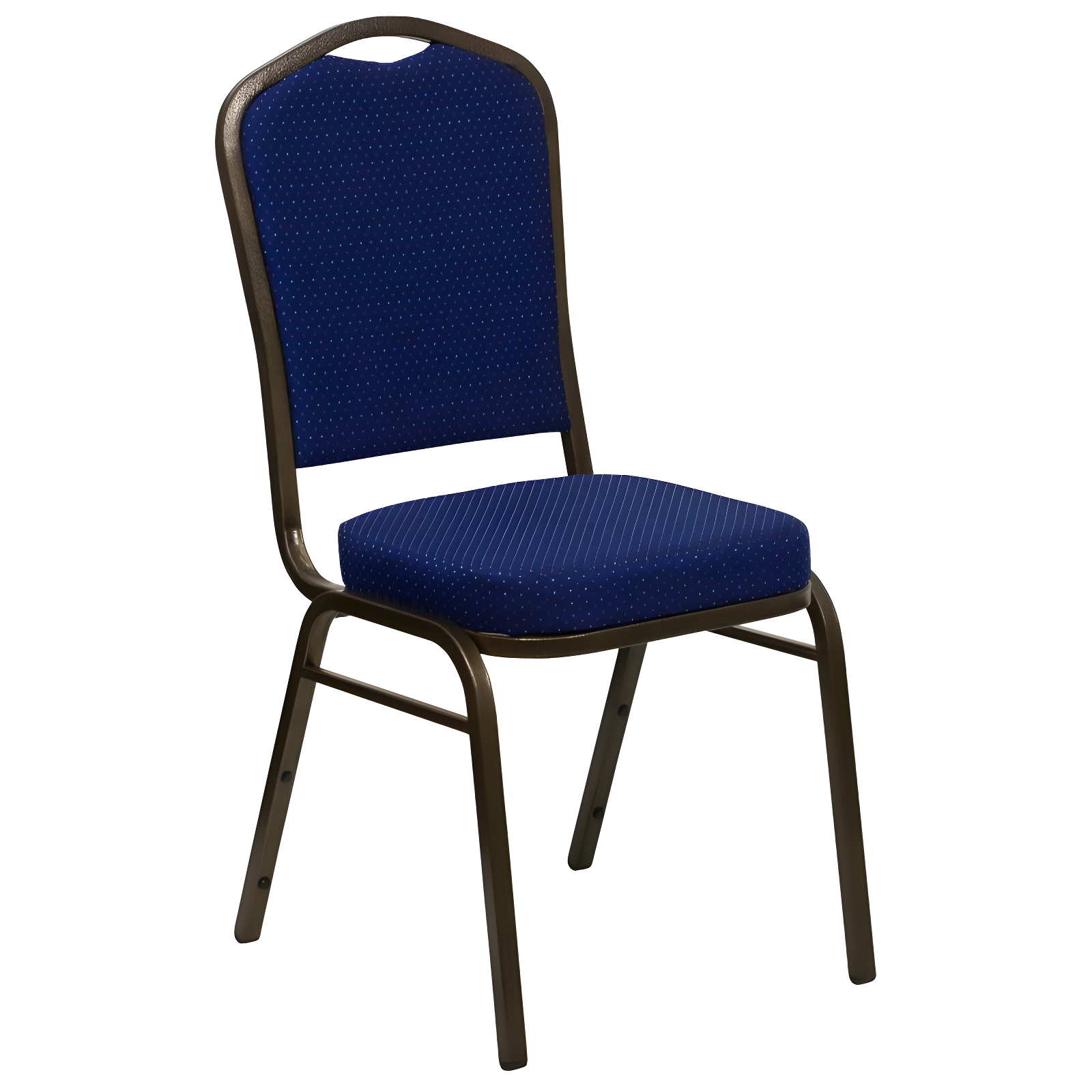 Navy Blue Patterned Fabric Stacking Banquet Chair with Gold Frame