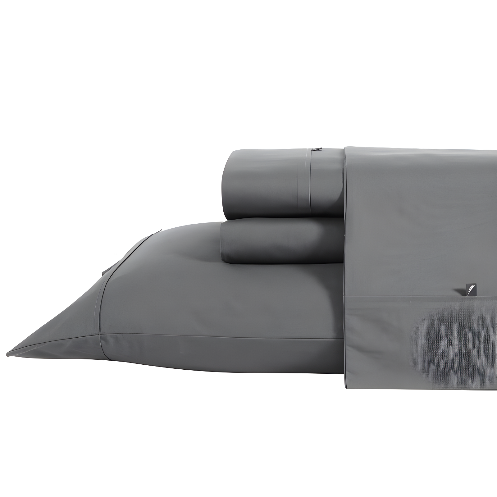 Twin Gray Cotton Percale Deep Pocket Sheet Set