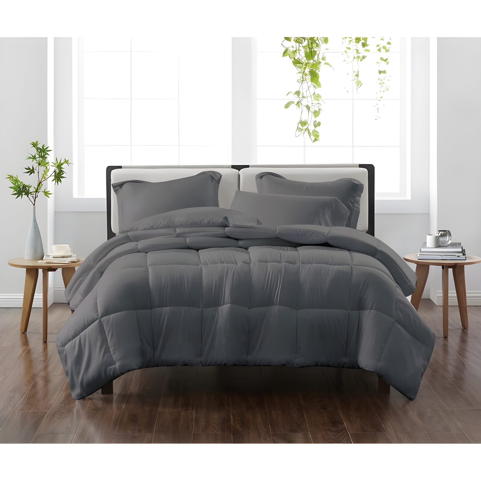 Gray Twin Microfiber Reversible Comforter Set