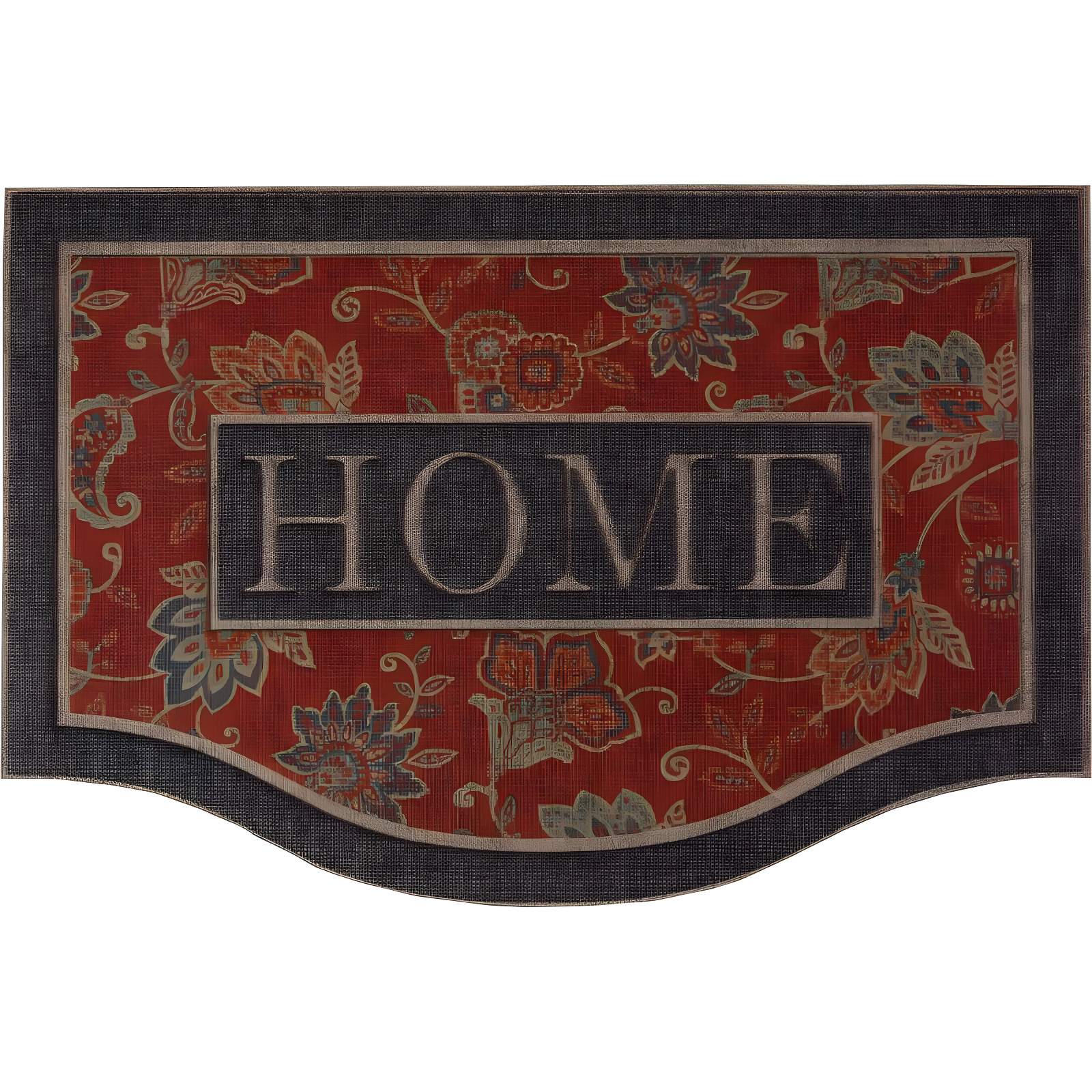 Cozy Jacobean Red and Gray 2'x3' Recycled Rubber Outdoor Mat