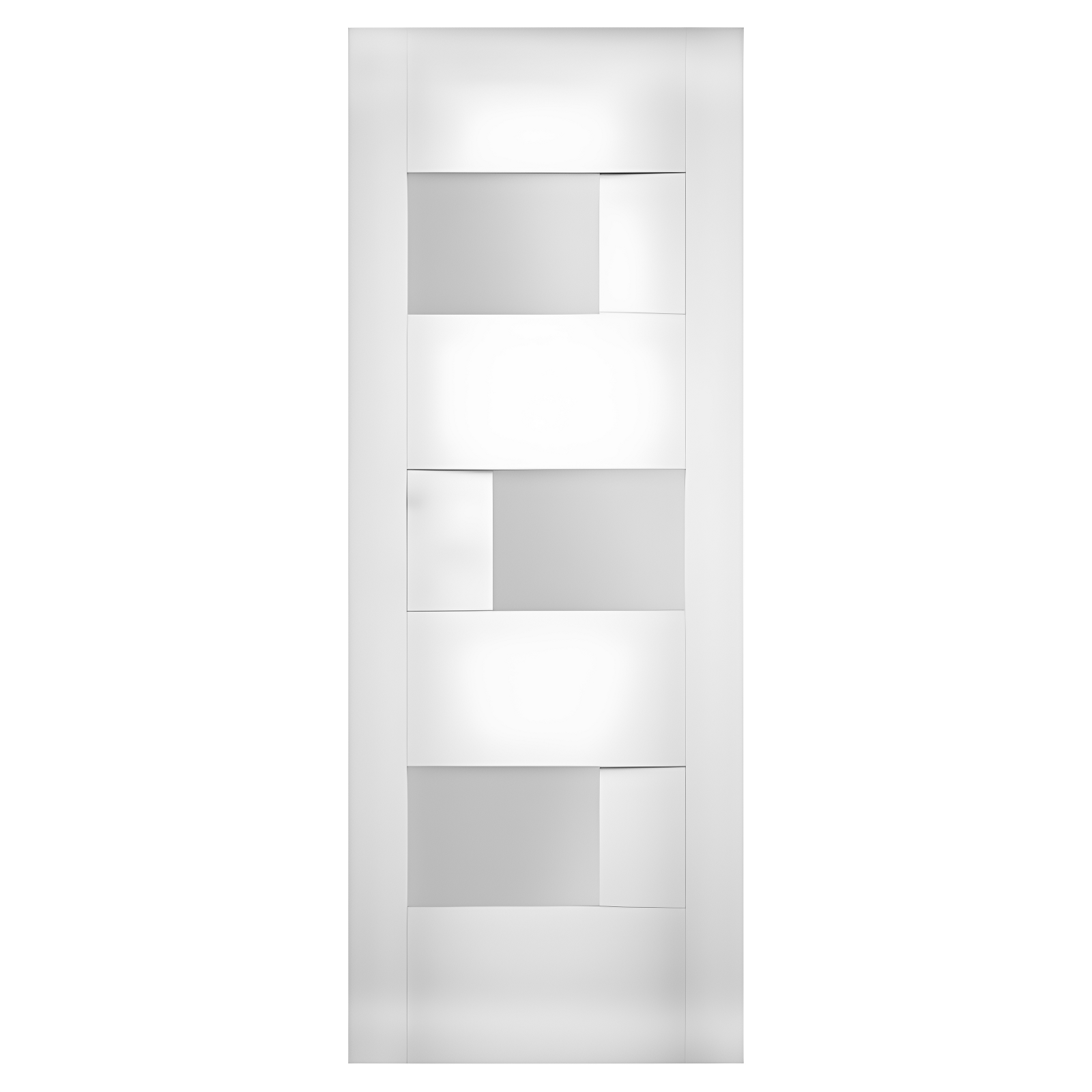 White Silk Modern MDF Door with Opaque Glass Panels