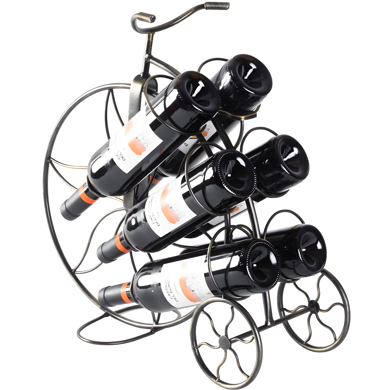 Bronze Vintage Metal Bicycle 6-Bottle Wine Holder