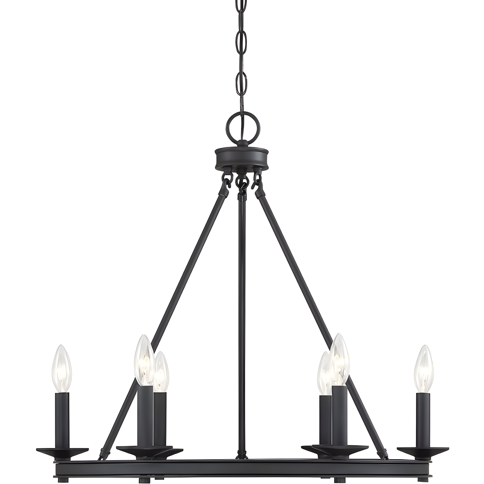 Matte Black 6-Light Metal Candle Chandelier