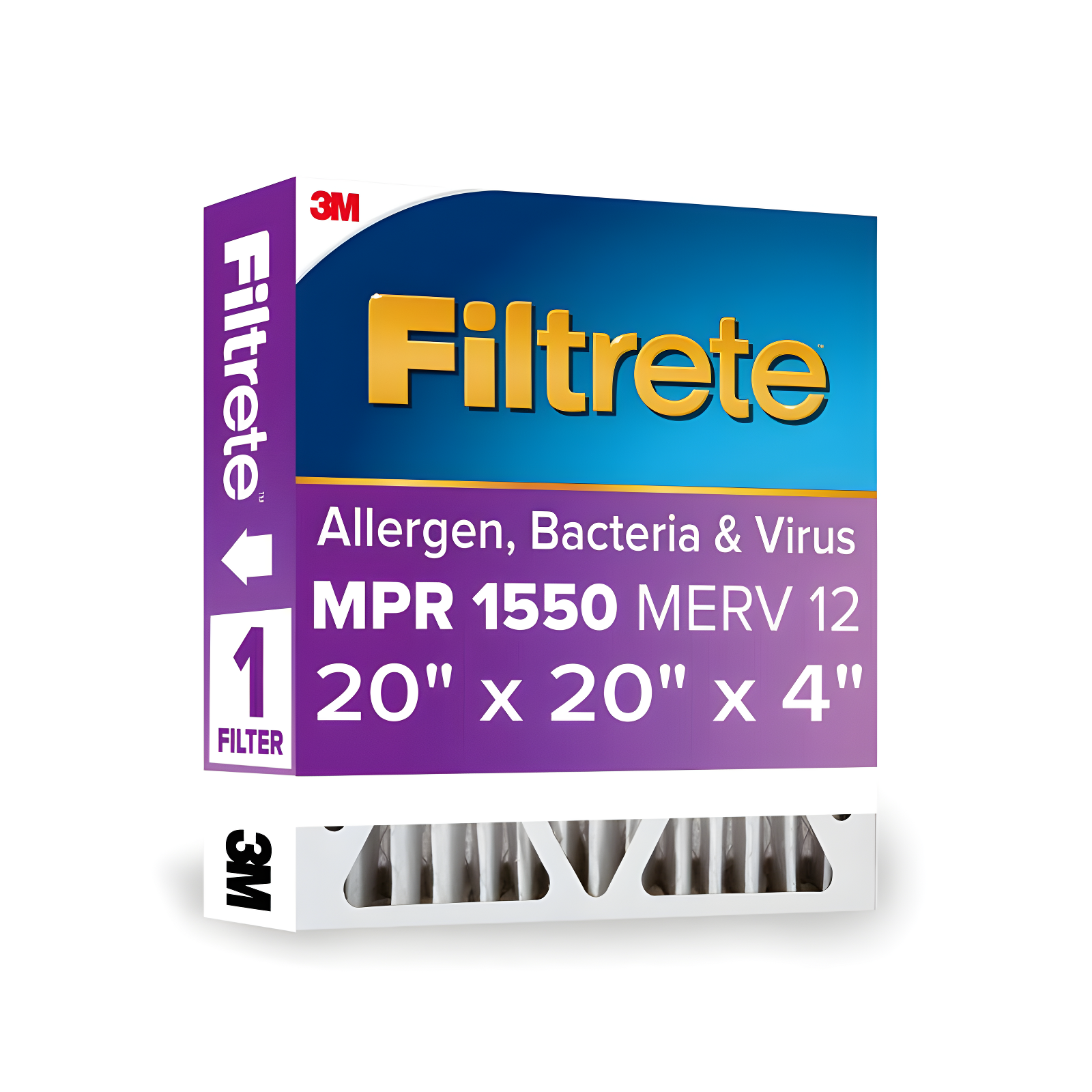 Filtrete 20x20x4 Allergen Bacteria Virus Air Filter MPR 1550