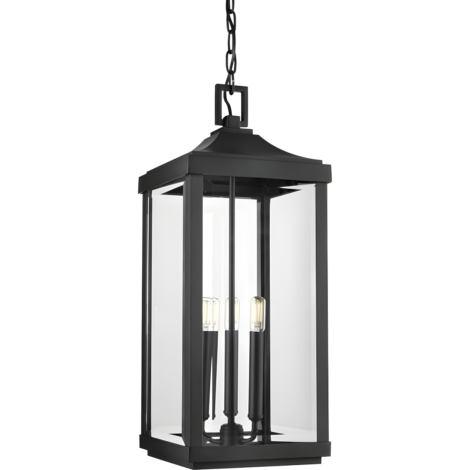 Gibbes Street 3-Light Black Glass Outdoor Hanging Lantern