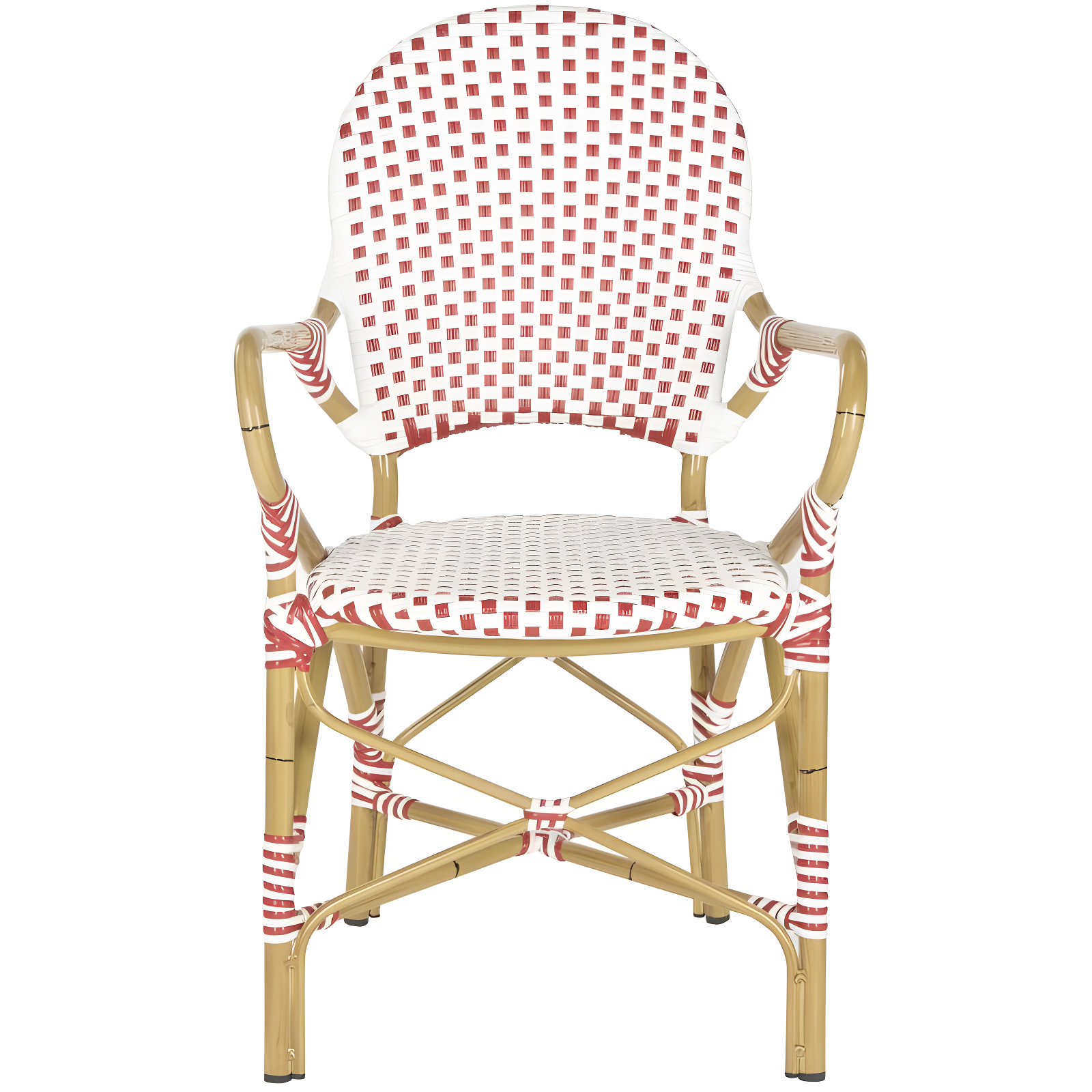 Coastal Cottage Red and White Transitional Arm Chair, Set of 2